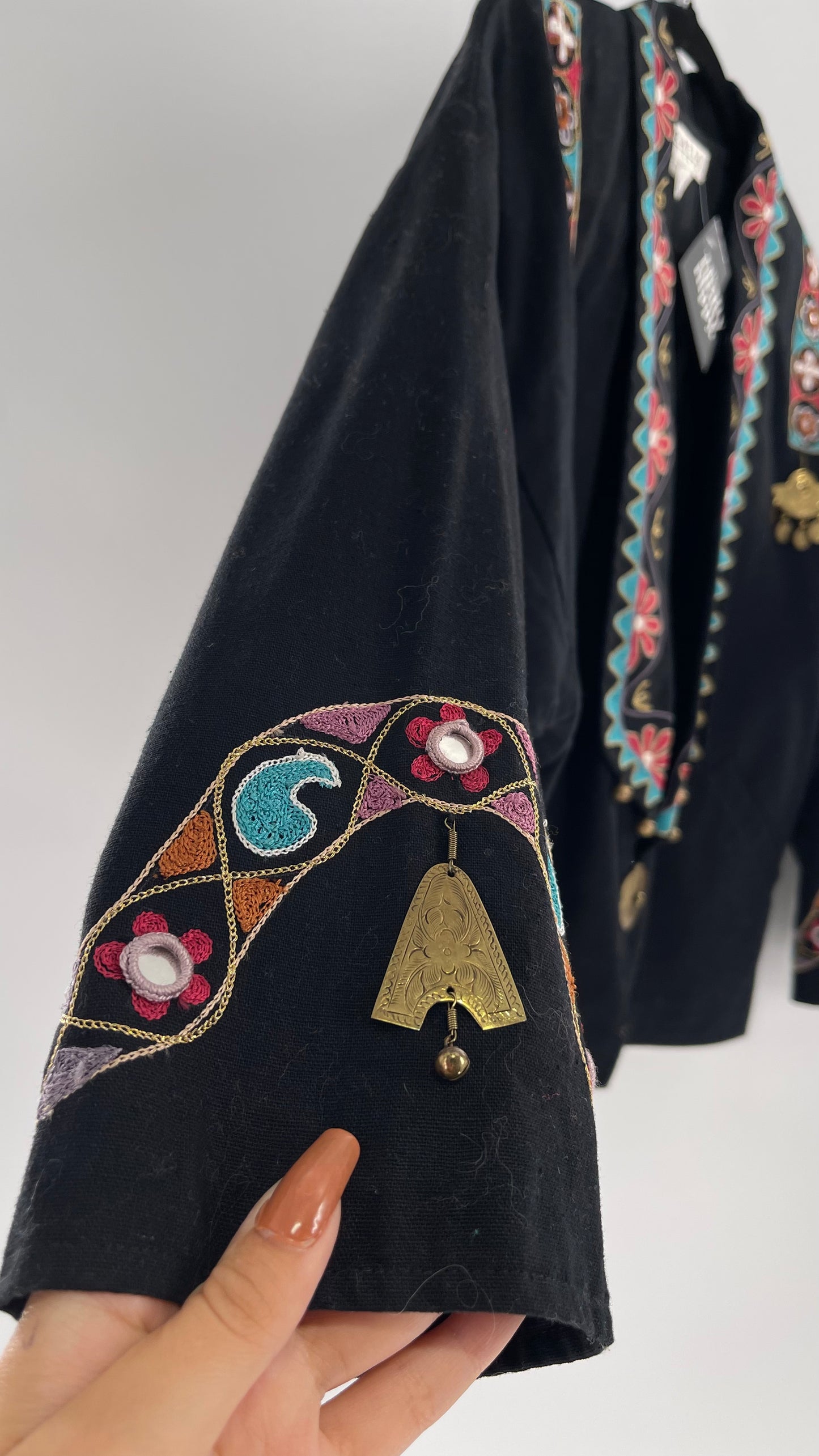 Vintage 1970s RÁFIA STUDIO Western Embroidered Jacket with Bronze Medallions (Medium)