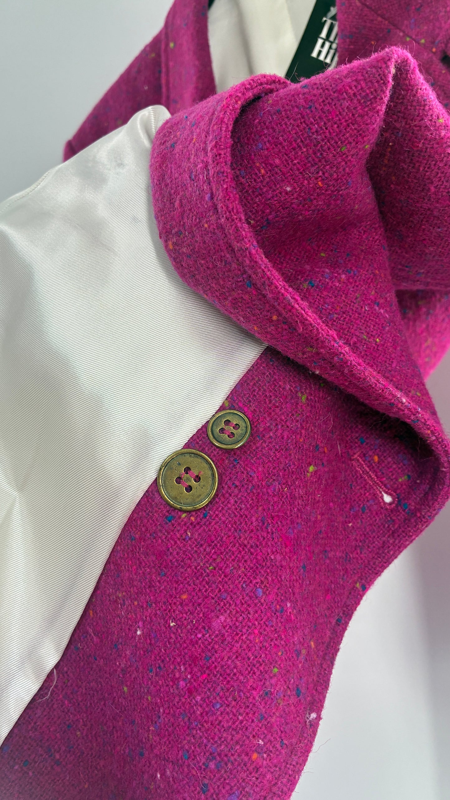 Vintage LIZWEAR Fuchsia Confetti Wool Blazer with Bronze Buttons (4)