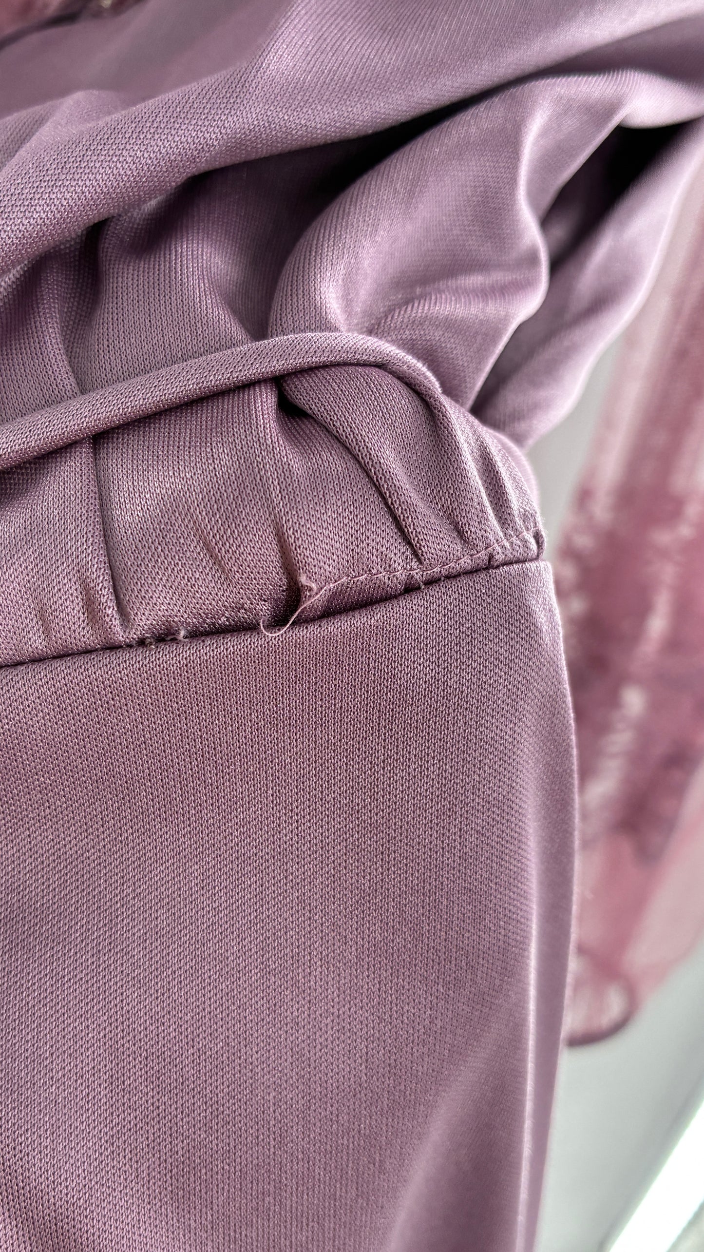 Vintage Handmade Dusty Purple Mauve Bubble Sleeve Maxi Dress (XS/S)