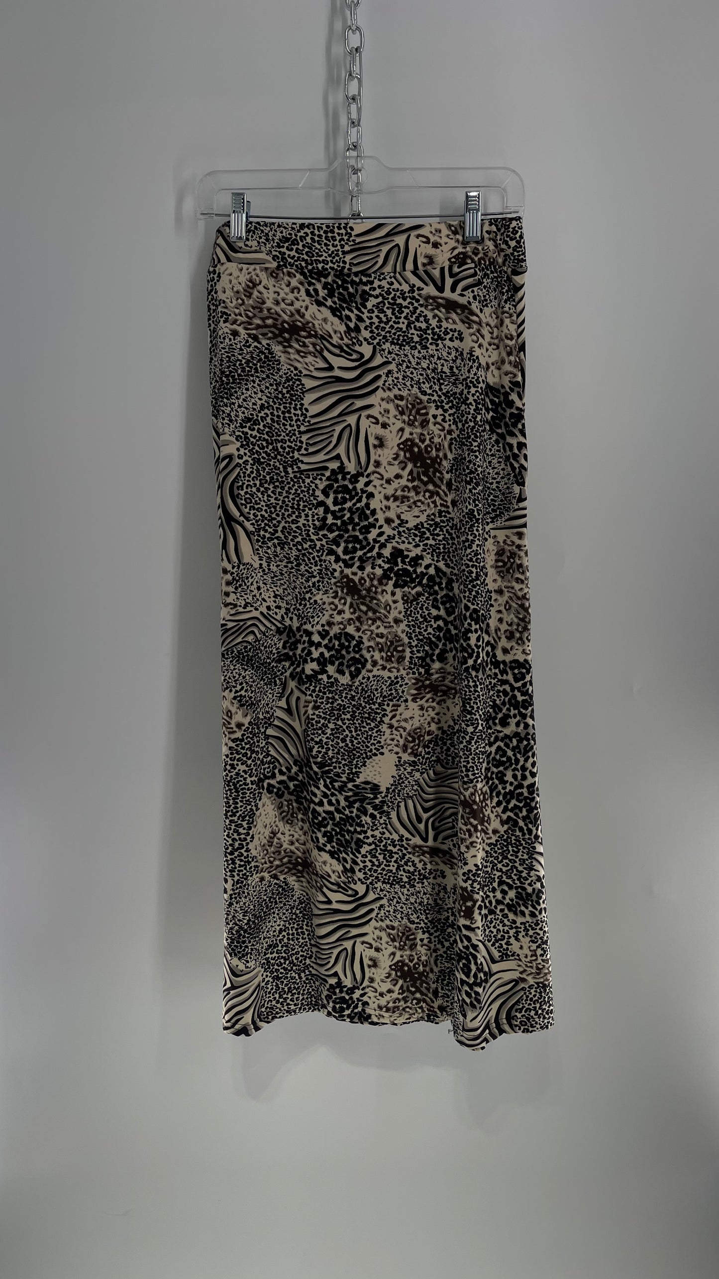 Vintage 1990s BUZZ Leopard Animal Print Full Length Skirt (Medium)