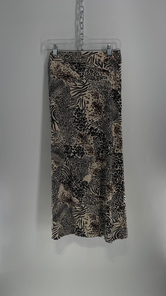 Vintage 1990s BUZZ Leopard Animal Print Full Length Skirt (Medium)