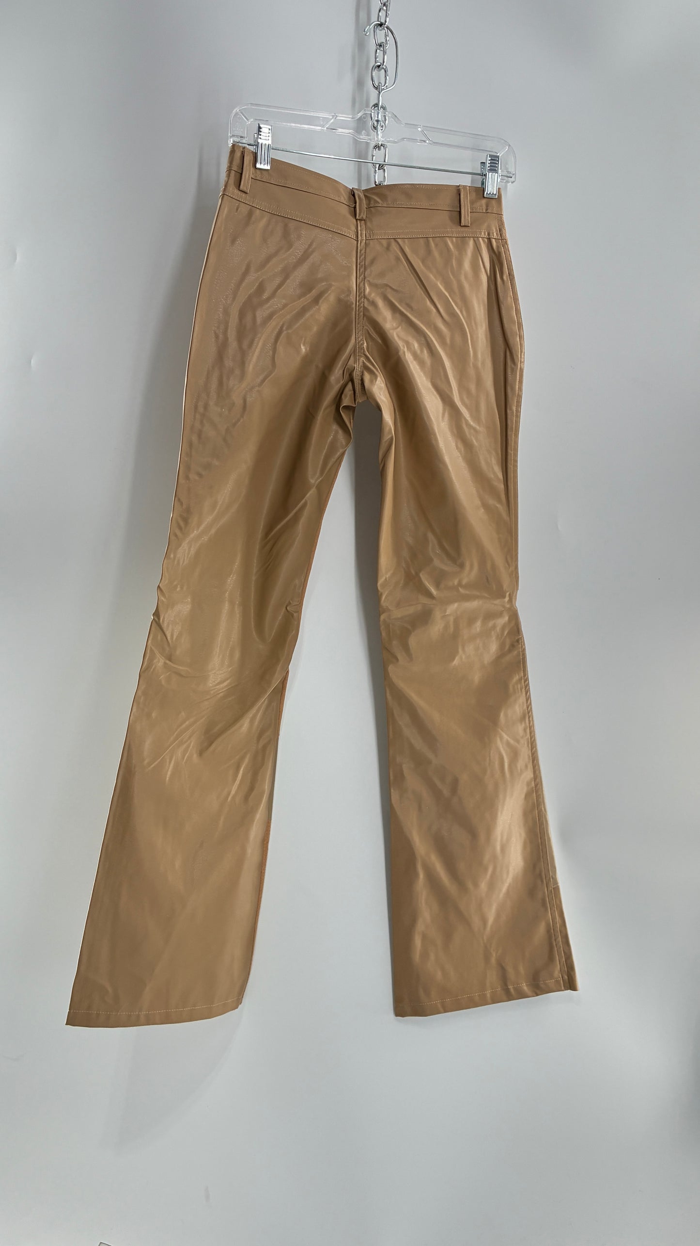 Vintage OUTER EDGE Patchwork Vegan Leather Kickflares with Tie Up Waistline (5)
