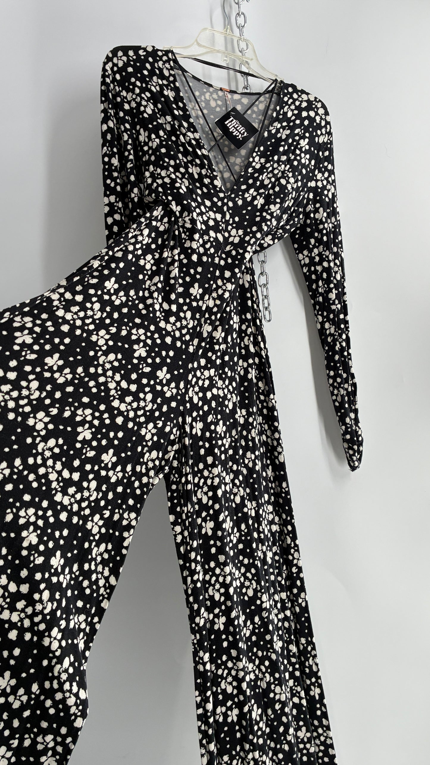 Free People Black and White Polka Dotted Jumpsuit (2)