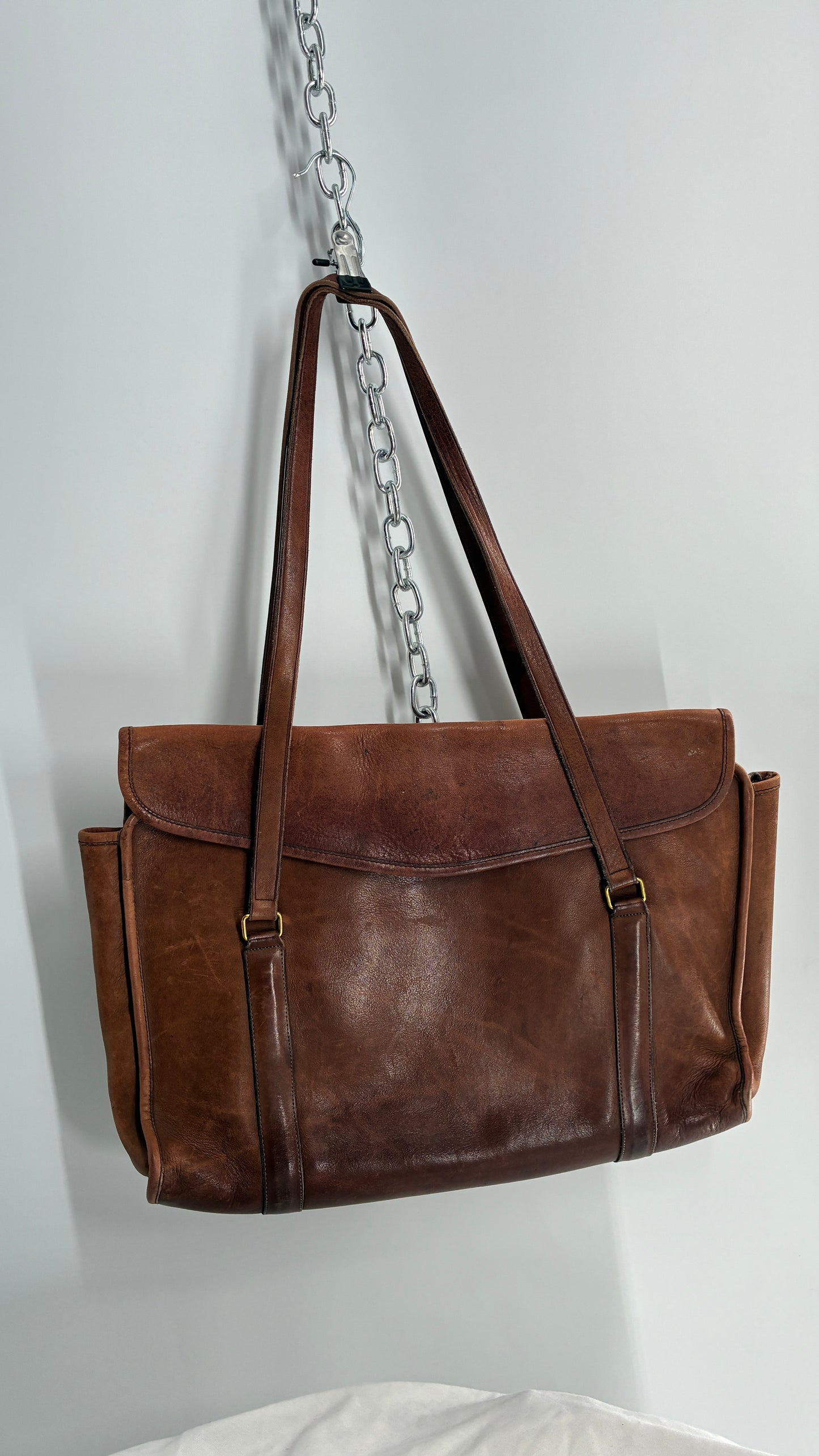 Vintage COACH Leather Envelope Saddle Briefcase Bag