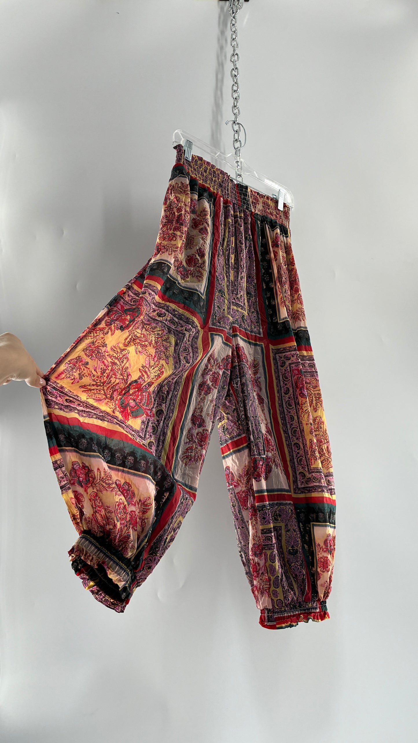 Free People Haram Pant Tapestry Graphic Double Lined Athleisure Joggers (Small)