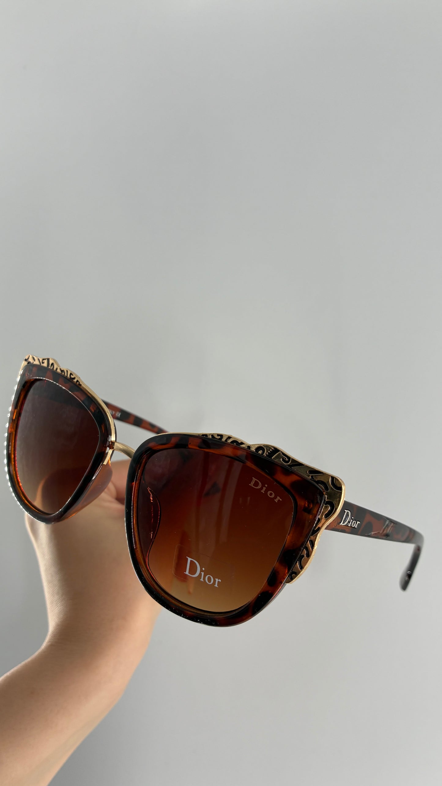 Vintage DIOR Tortoise Shell Sunglasses with Engraved Gold Detailing *Unauthenticated