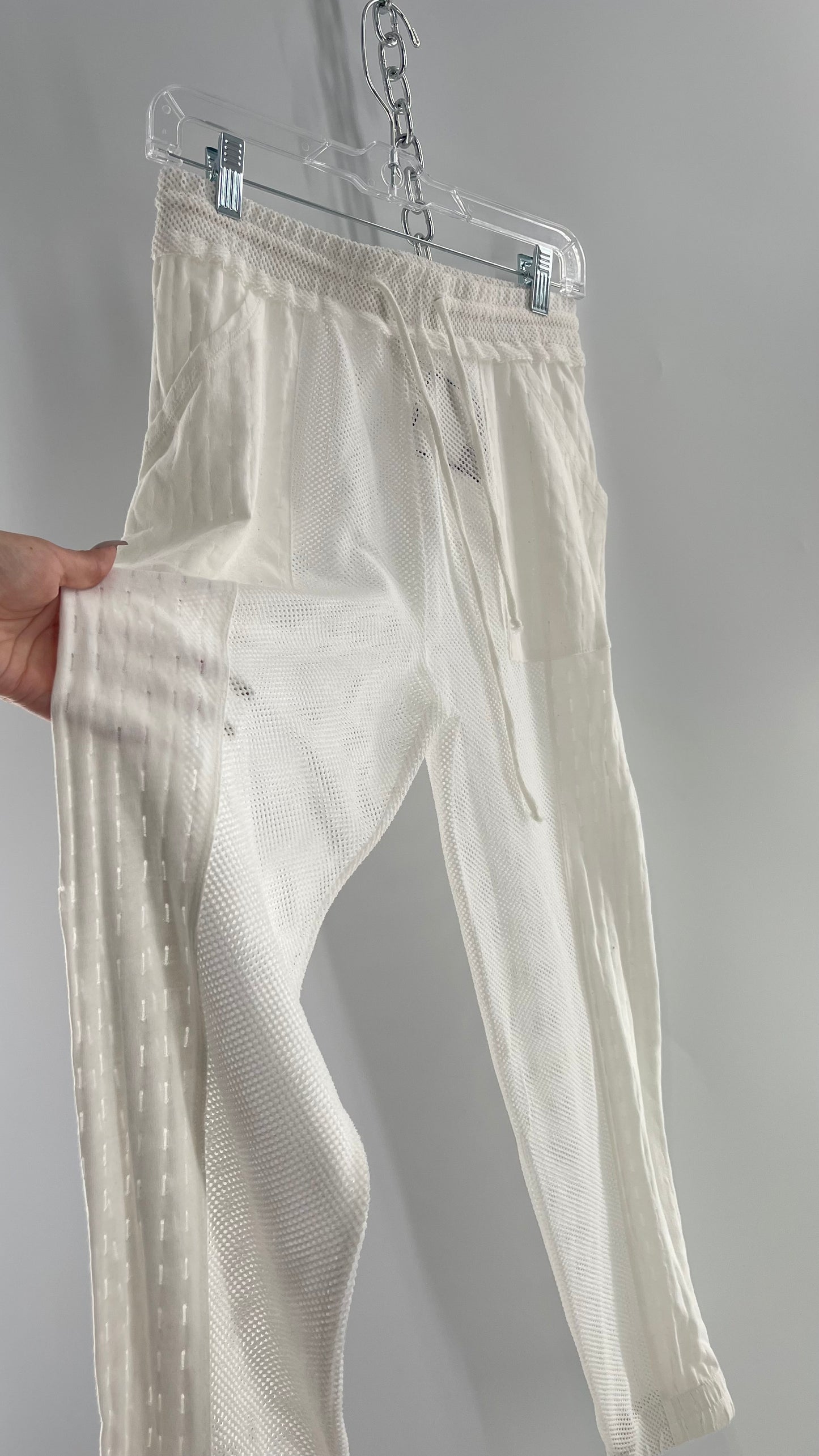 Free People Movement White Mesh Patchwork Lounge/Athletic Pants (XS)