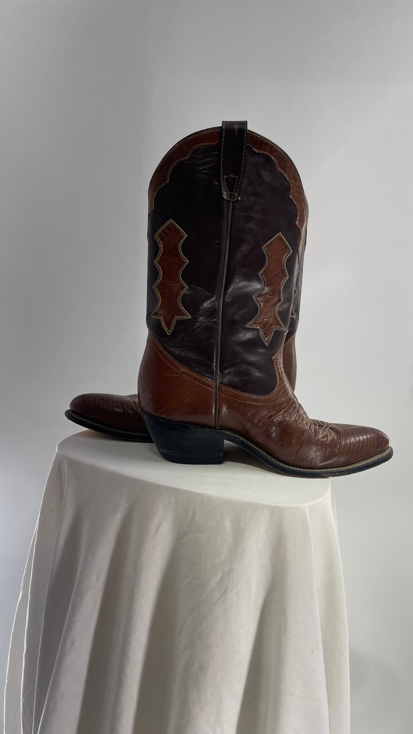 Vintage Brown Genuine Leather Cowboy Boots (8.5/9)