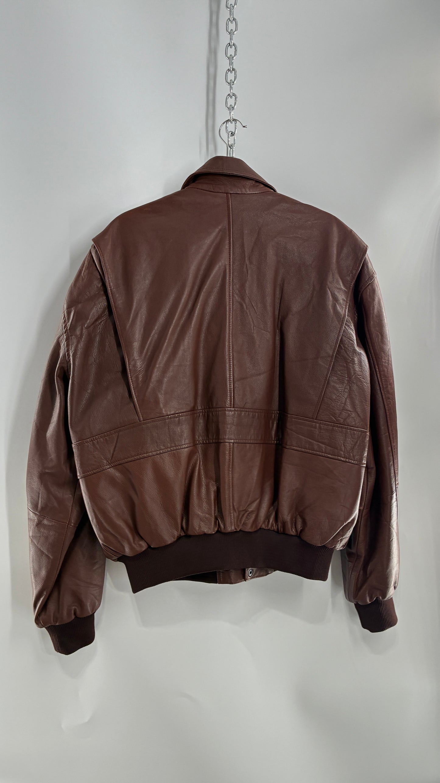 Vintage SUPER FORTRESS B2 Brown Leather Bomber Jacket (Large)