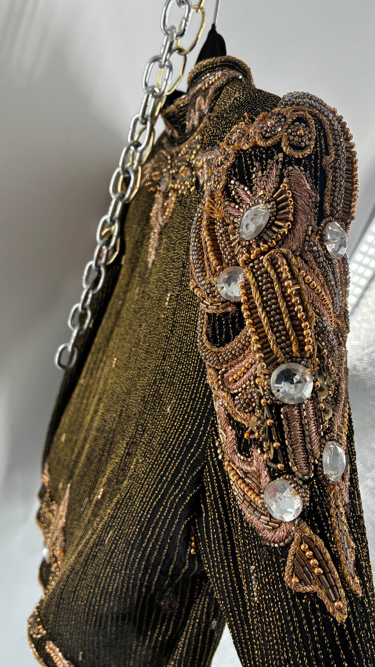 Vintage CREATIVE CREATIONS Black Blazer with Intricate Gold Beading (Medium)