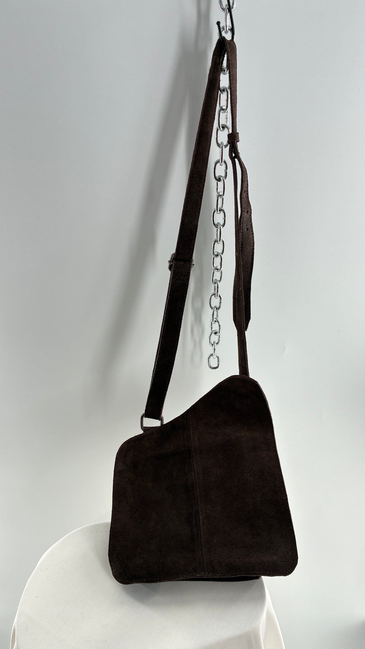Free People Brown Suede Leather Crossbody Pouch Purse
