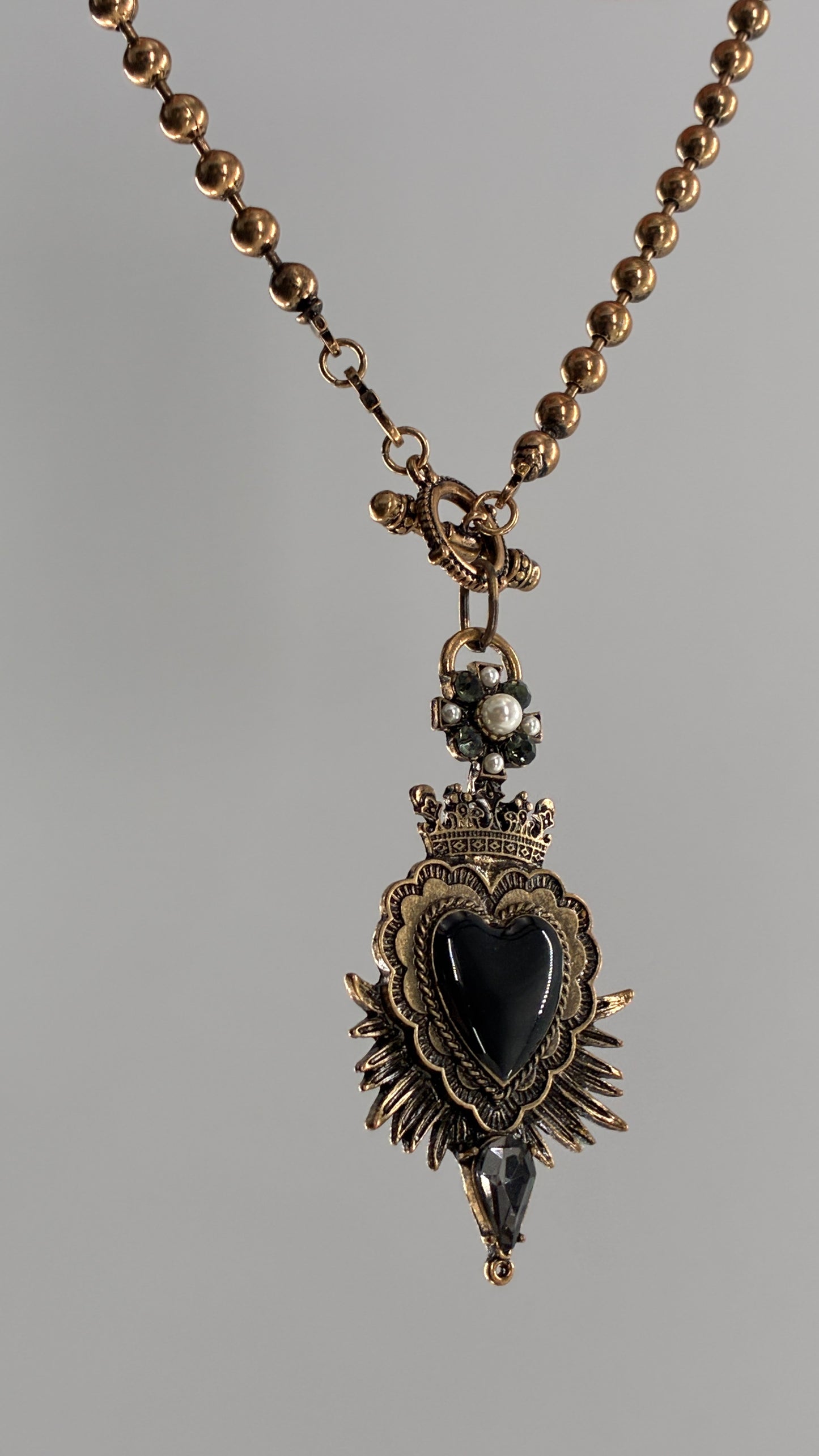 Brass Choker with Black Heart Decal