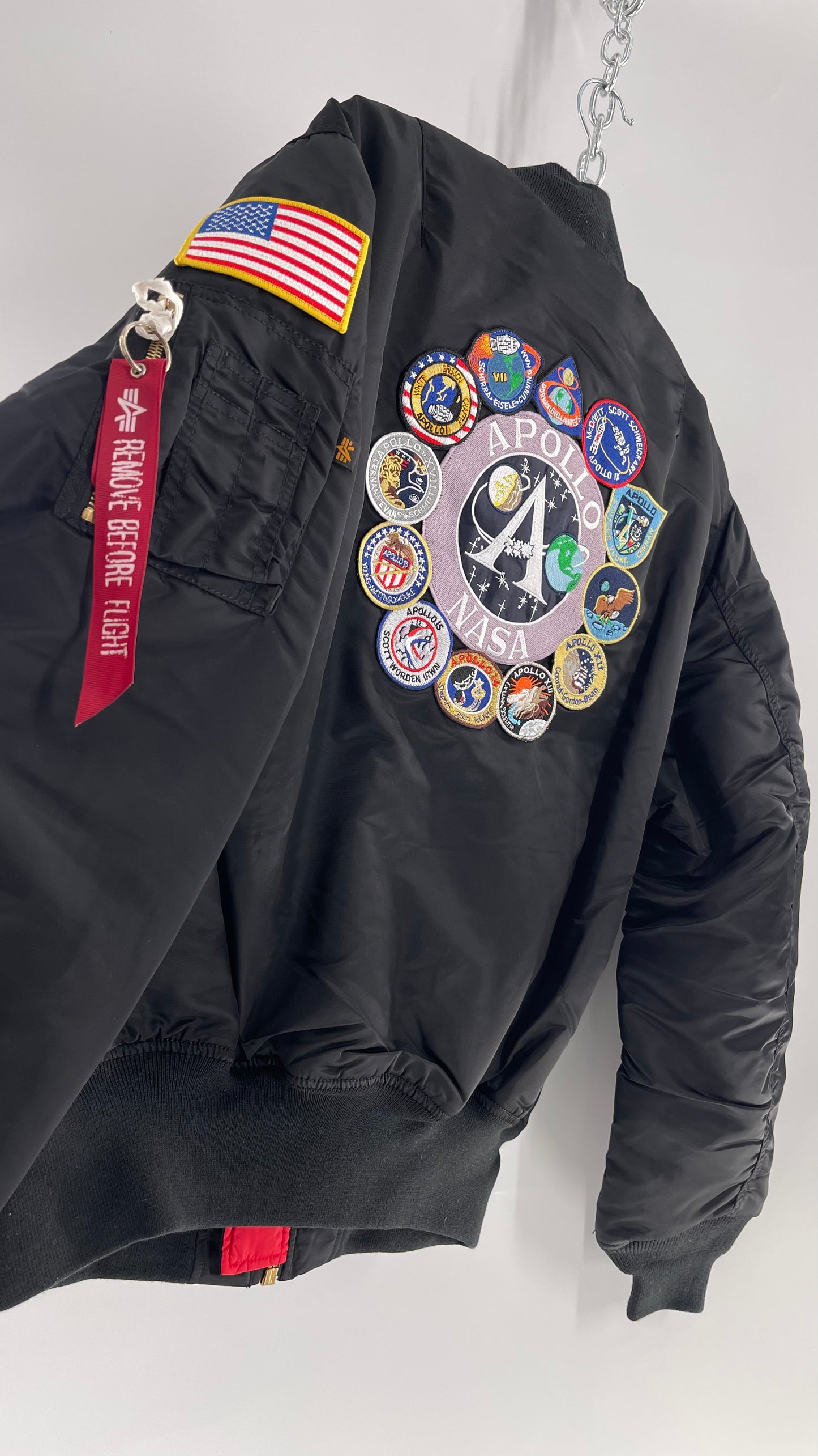 NASA Black Bomber Jacket with Tons of Patches Never Worn with Tags (XXL)