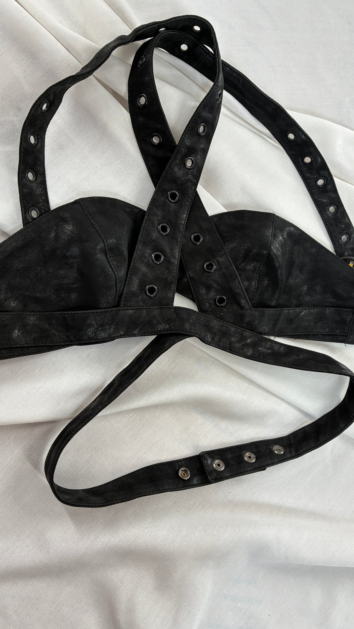 Vintage DARKER WAVS Dollskill Vegan Leather Harness Bralette top