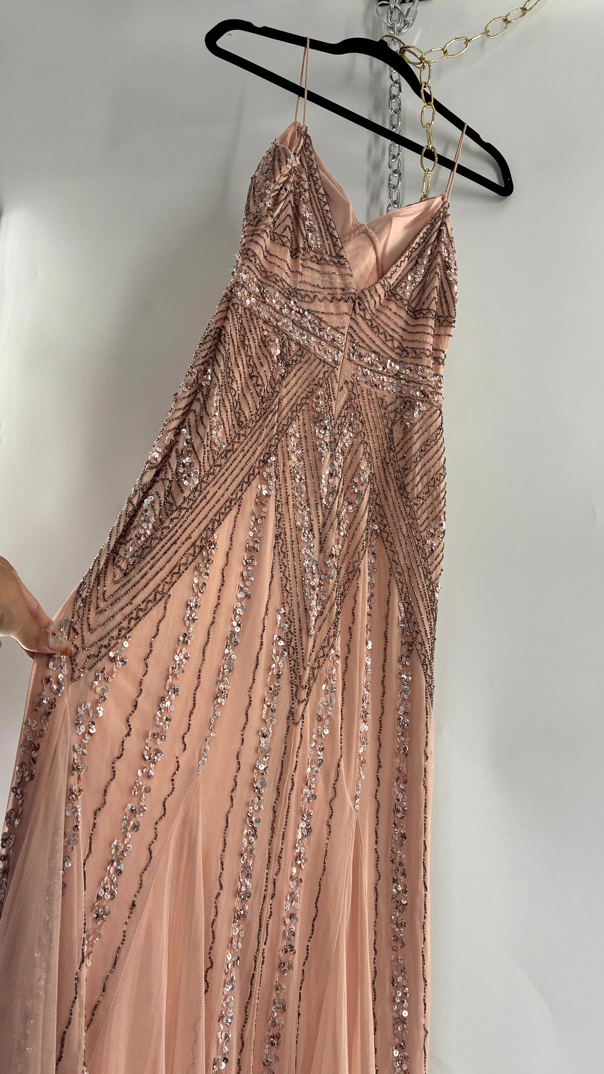 Vintage MARINA Dusty Pink Beaded Gown (2)