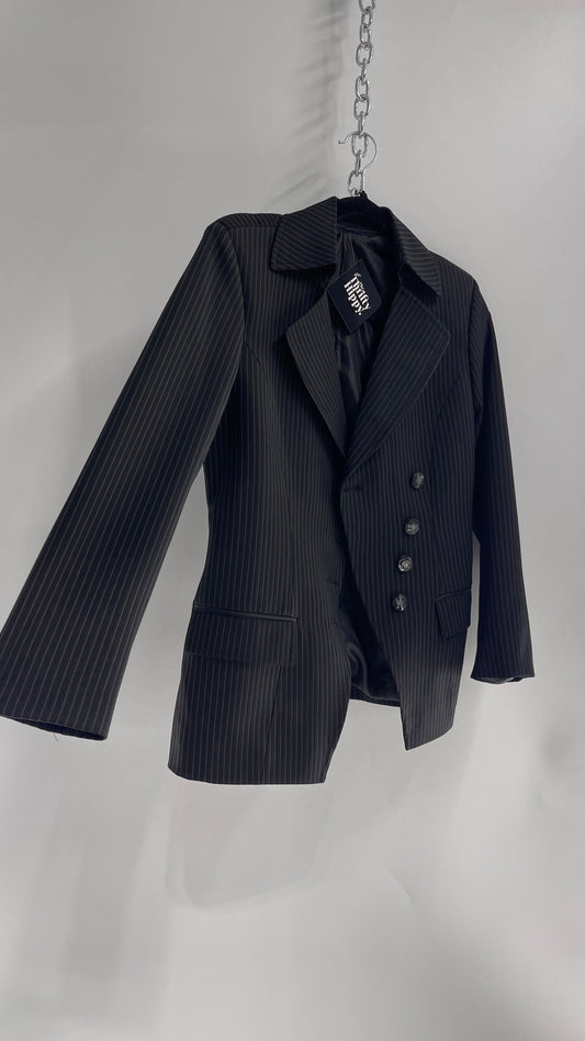 Vintage BOSS Black Pinstripe Diagonal Button Suit Blazer (XS/S)