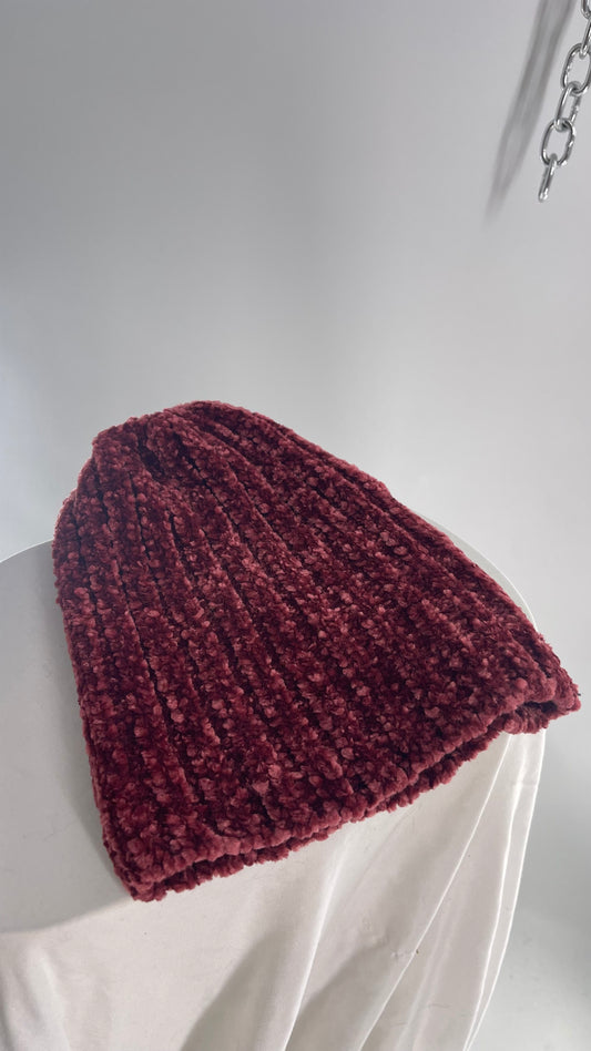 Anthropologie Maurices Chenille Maroon/Burgundy Beanie