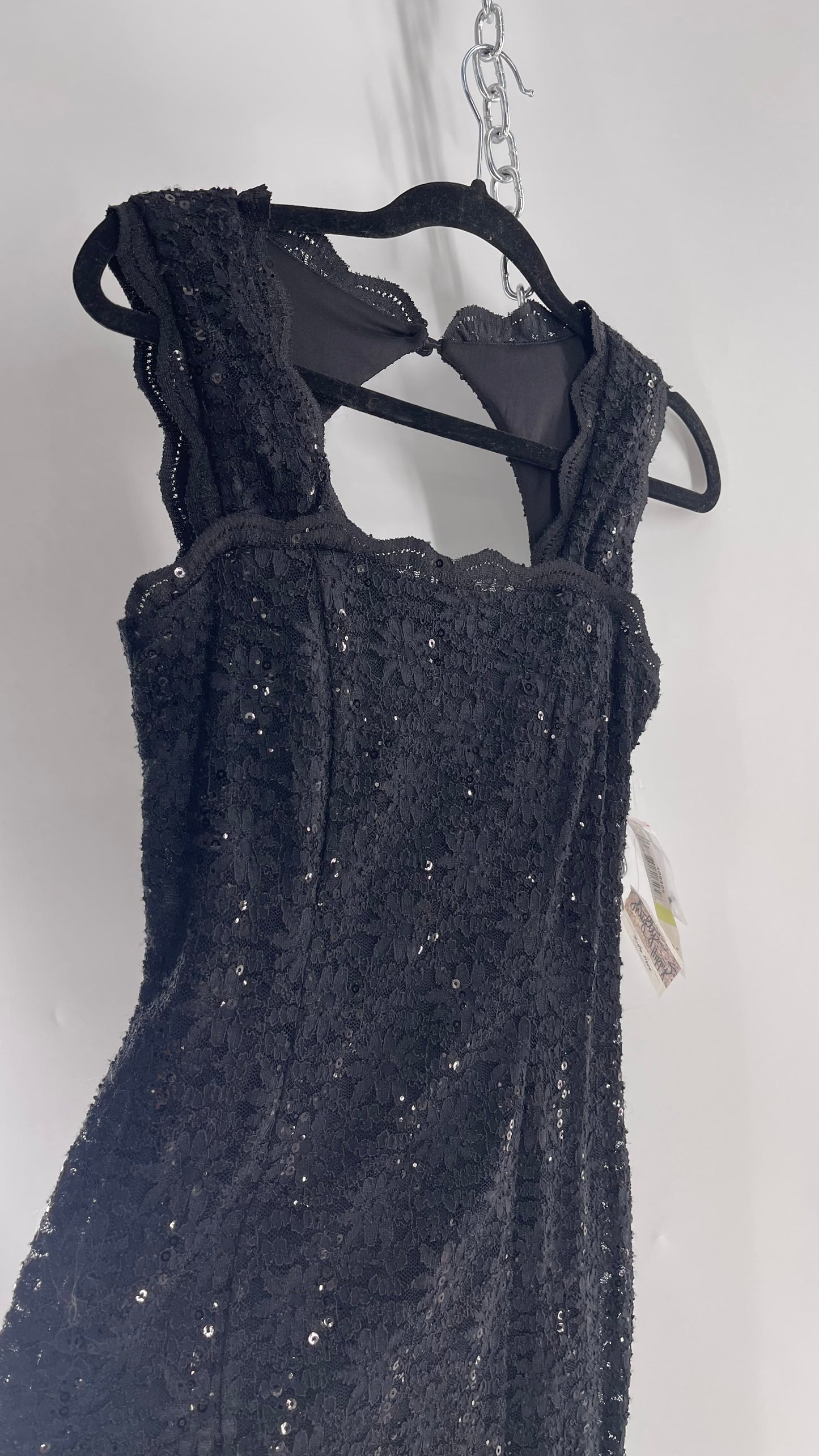 Vintage R & M Richards Black Sequin Midi Dress (4P)