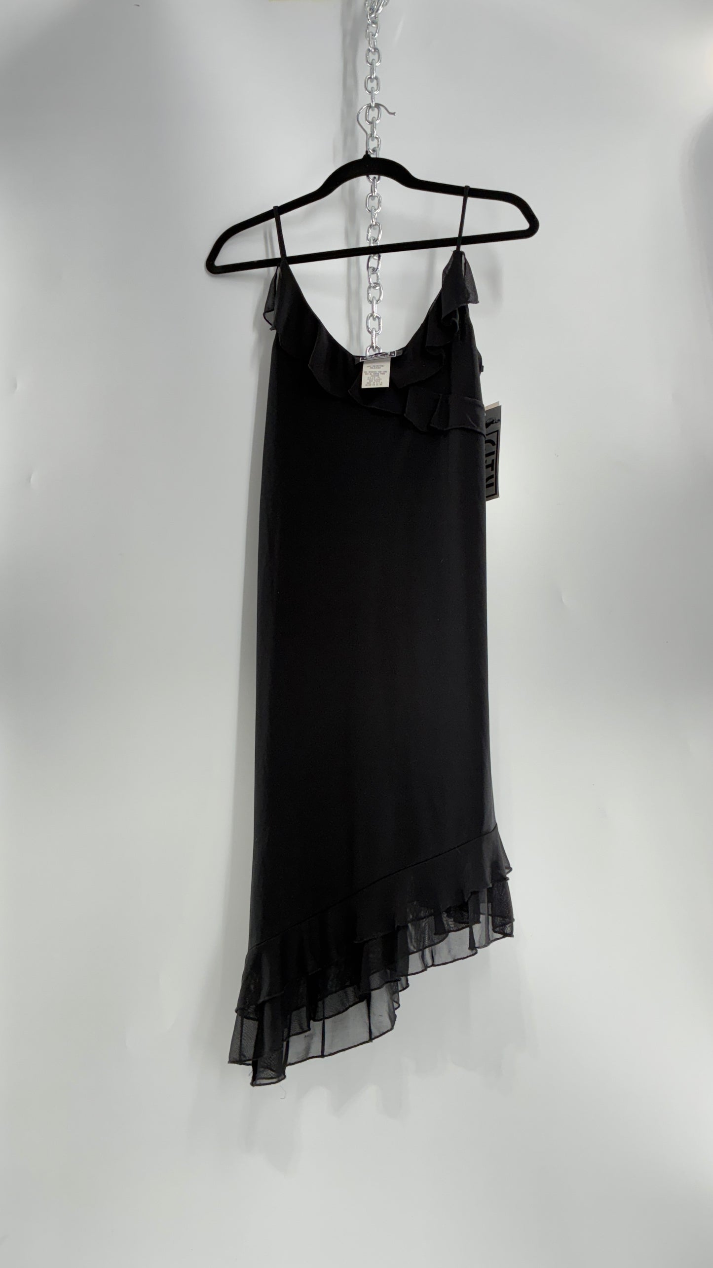 Deadstock Vintage City Triangles Black Asymmetric Dress (Medium)