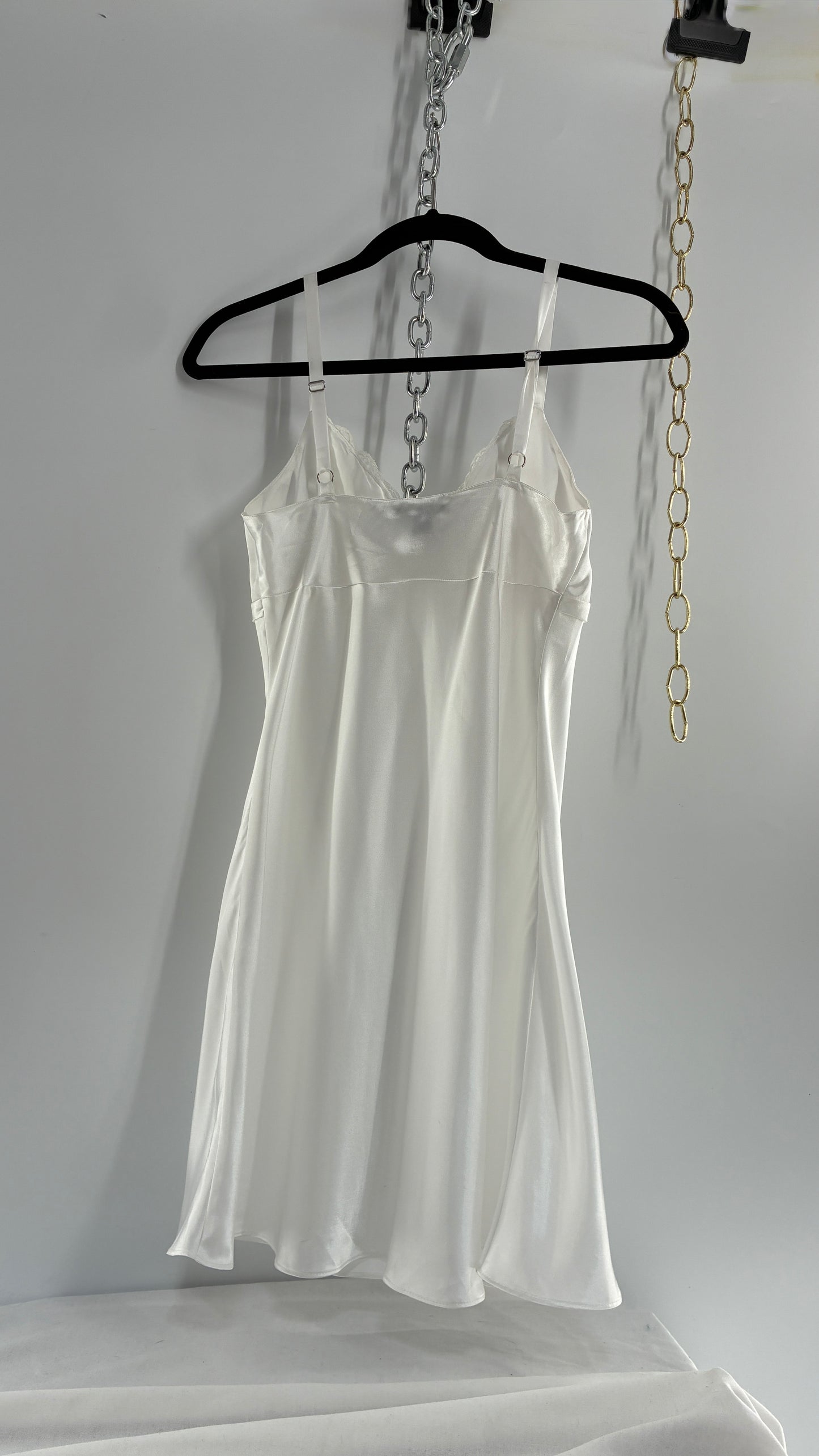 Vintage JONES NEW YORK White Slip Mini Dress (Small)