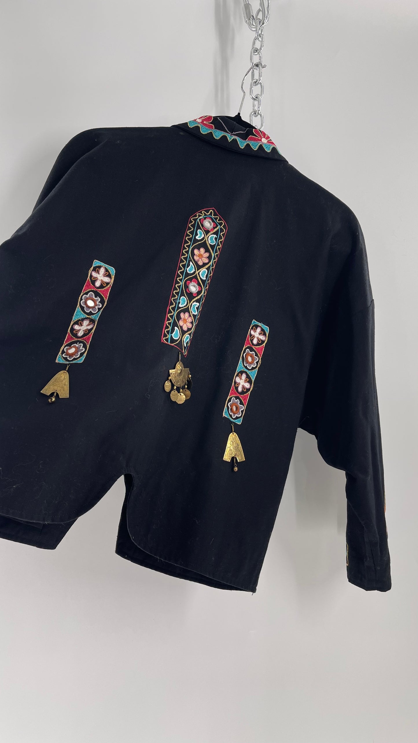 Vintage 1970s RÁFIA STUDIO Western Embroidered Jacket with Bronze Medallions (Medium)