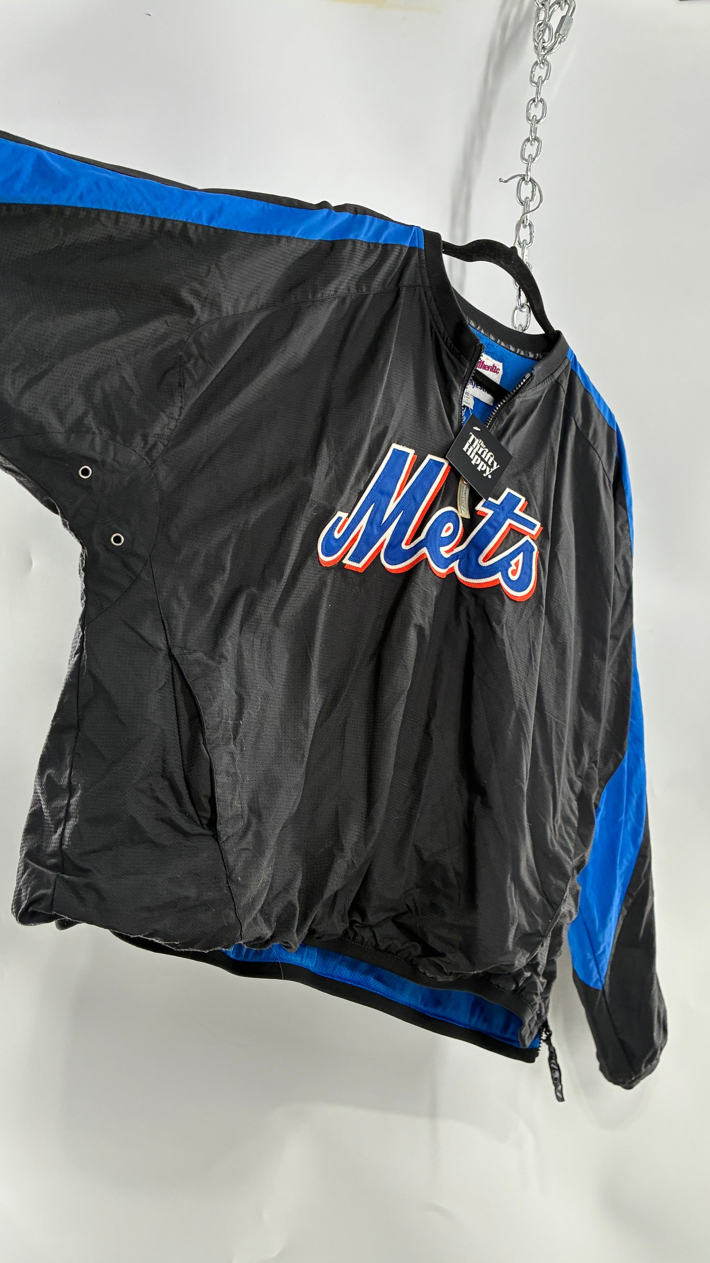 Vintage METS Men’s Windbreaker Sweater with Side Zippers and Pockets (XL)