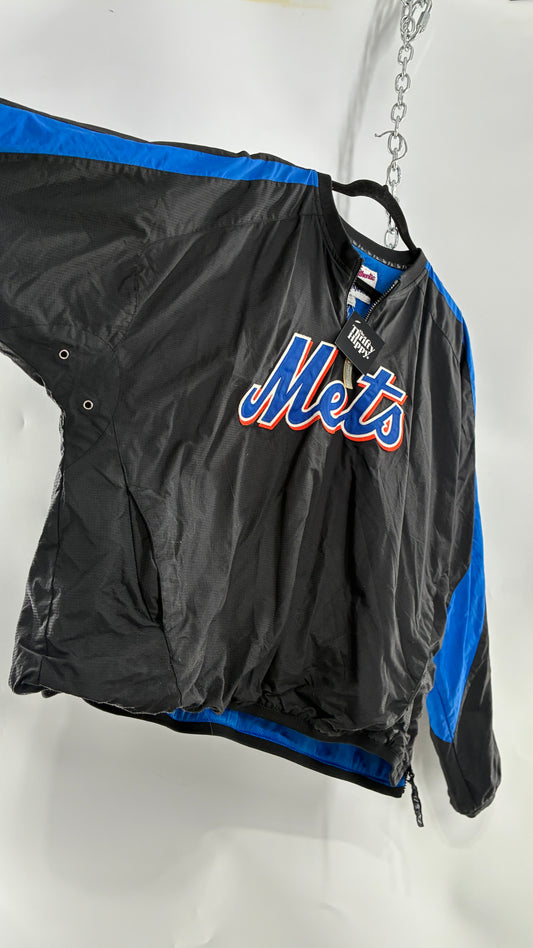 Vintage METS Men’s Windbreaker Sweater with Side Zippers and Pockets (XL)