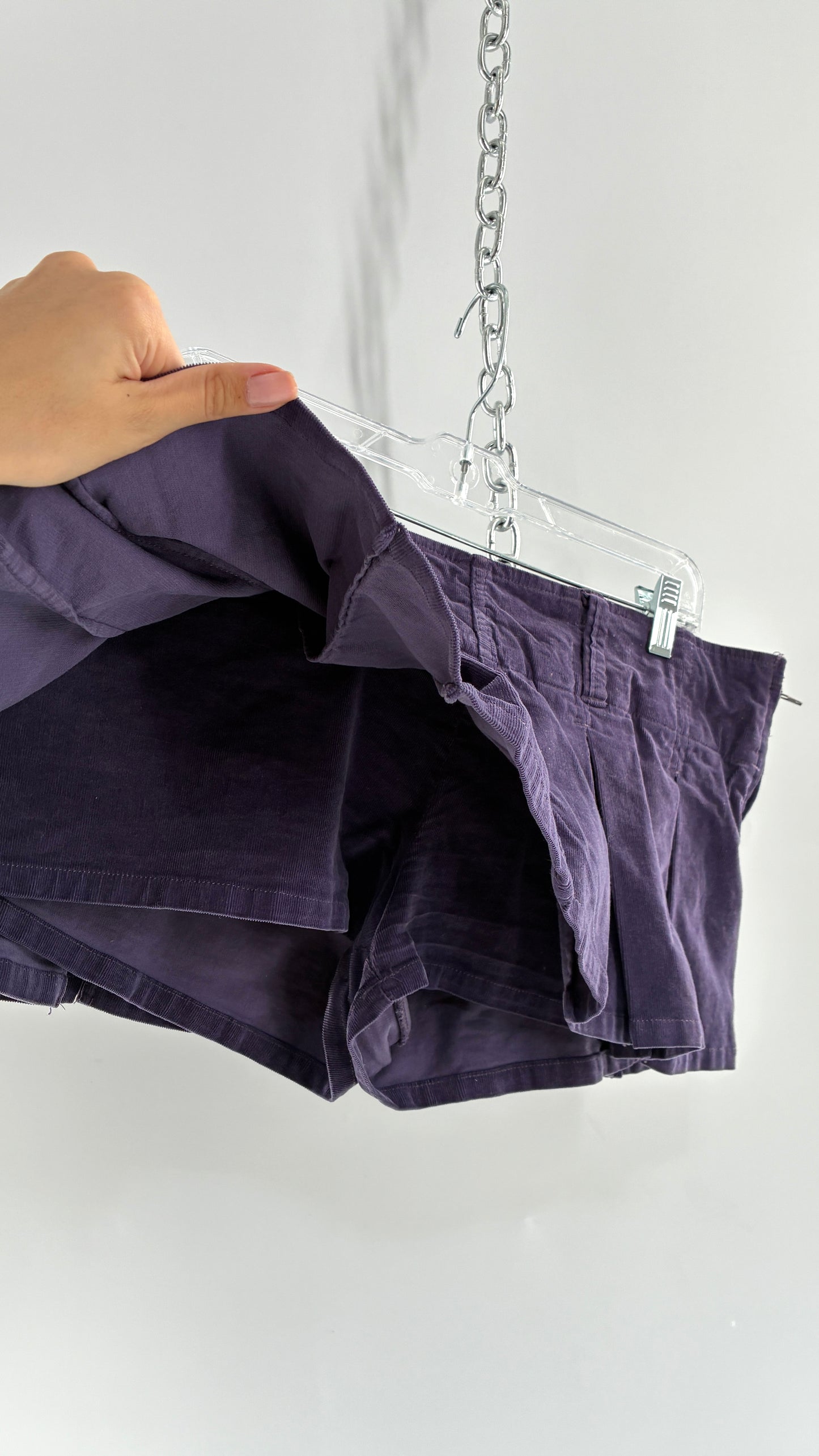 Free People Purple Corduroy Pleated Micro Mini Skirt with Built in Shorts (6)