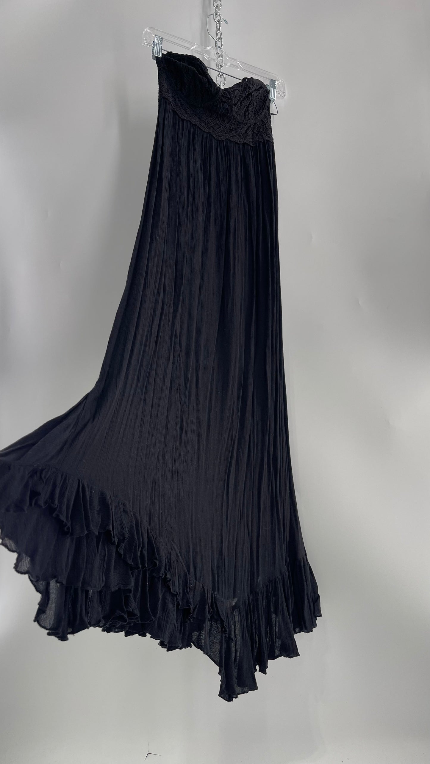 Free People Adella Black Full Length Maxi Dress (Small)