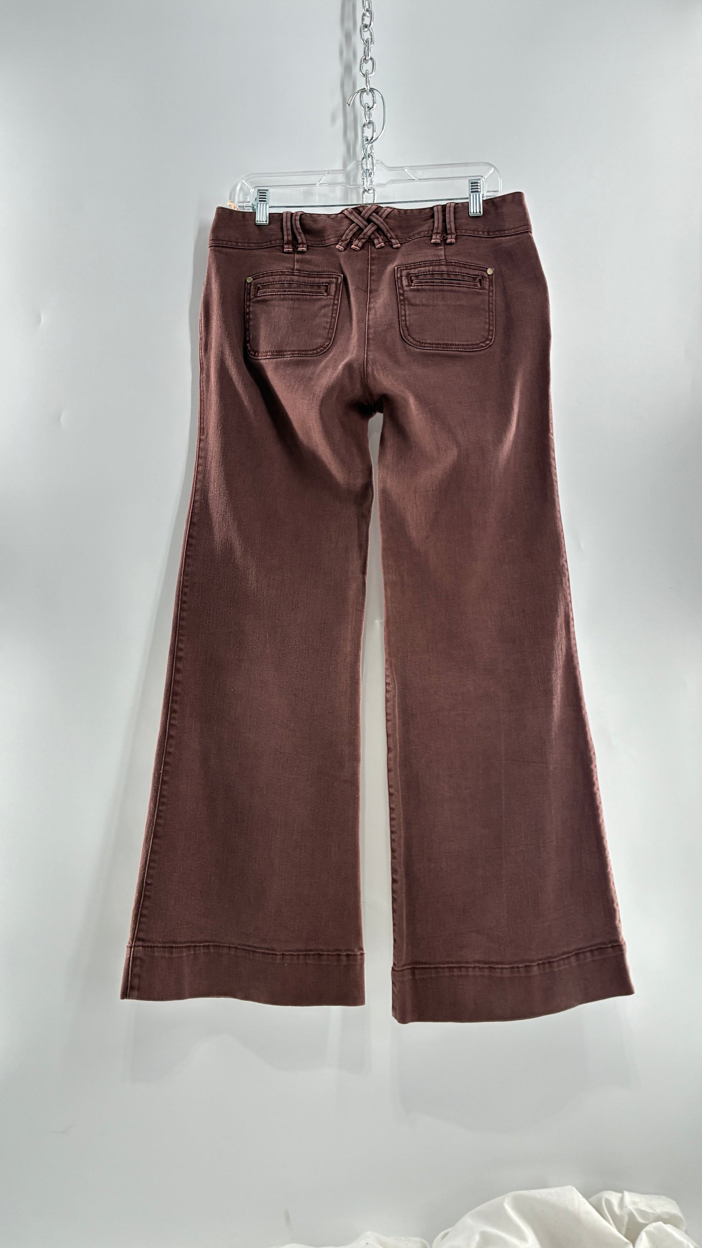 Vintage BICA CHEIA Brown Low Rise Wide Leg Jeans with Mini Pockets (32)