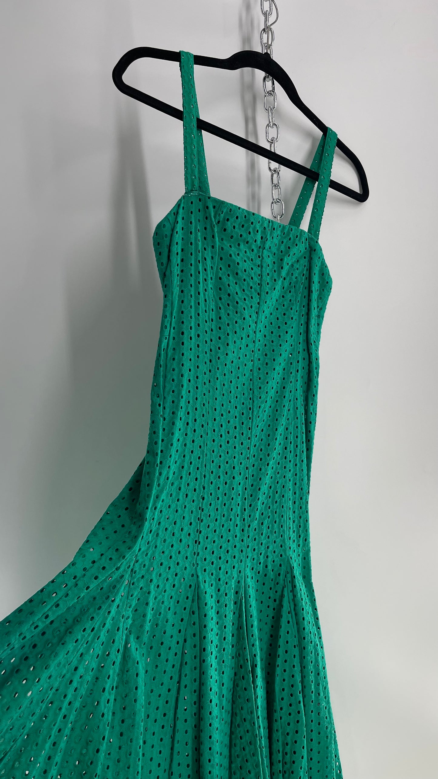 Maeve Anthropologie Kelly Green Eyelet Lace Midi Dress (2)