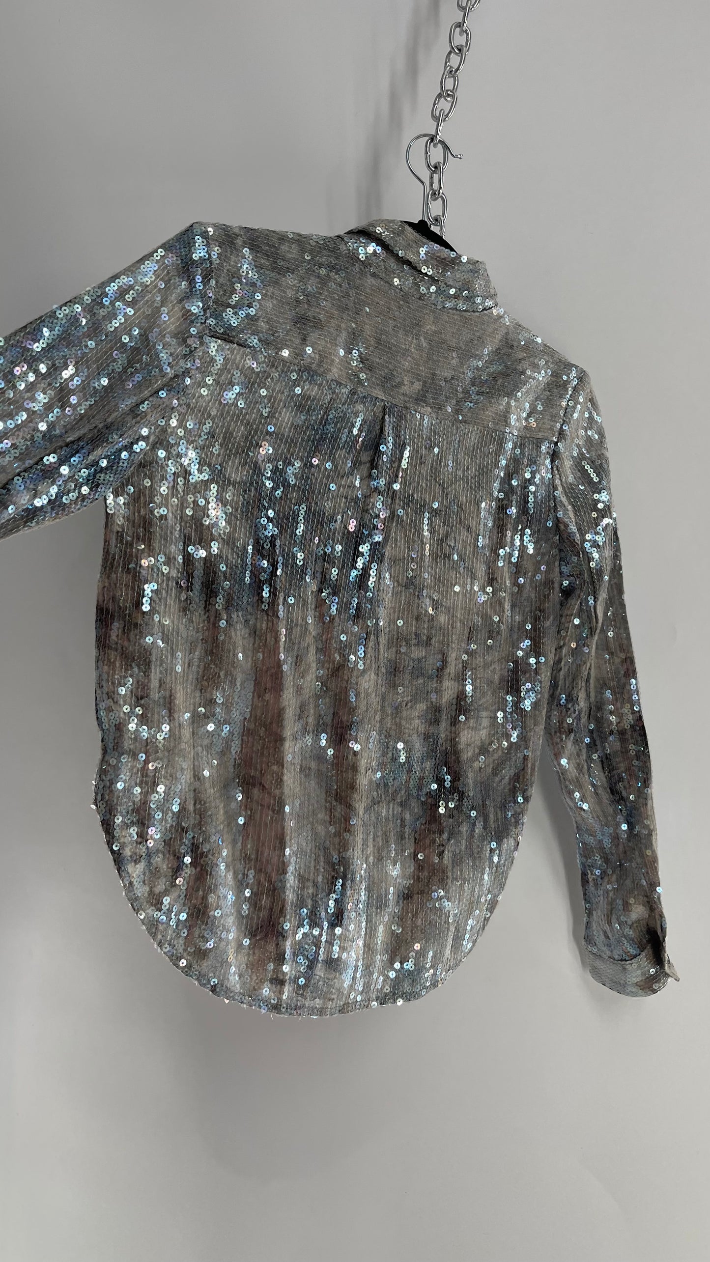 PILCRO Anthropologie Iridescent Sequin Grey Blue and Tags Attached (XXS)