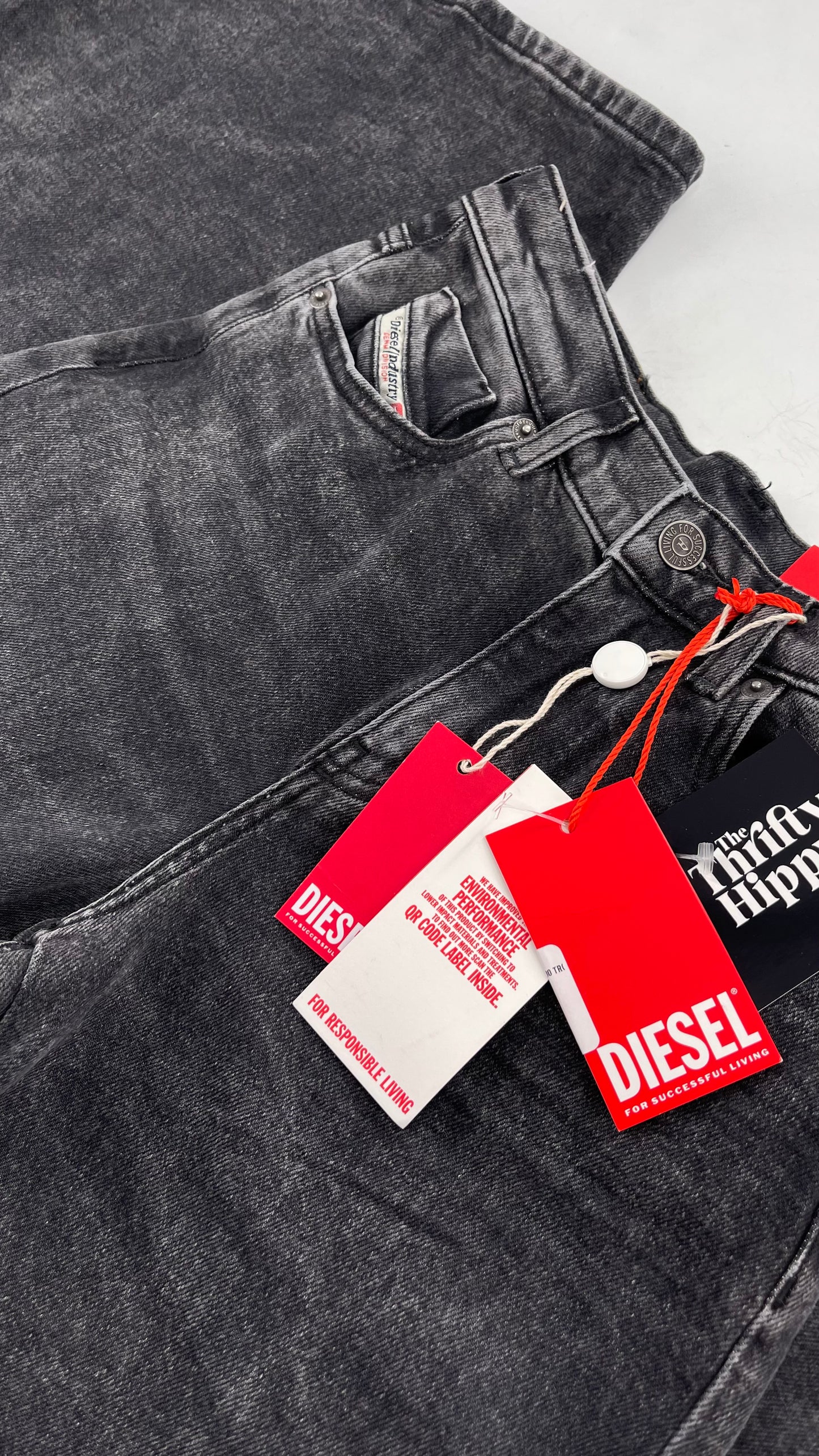 DIESEL Charcoal Grey Baggy Wide Leg 1978 D Akemi OCLBG with Tags Attached (24x30)