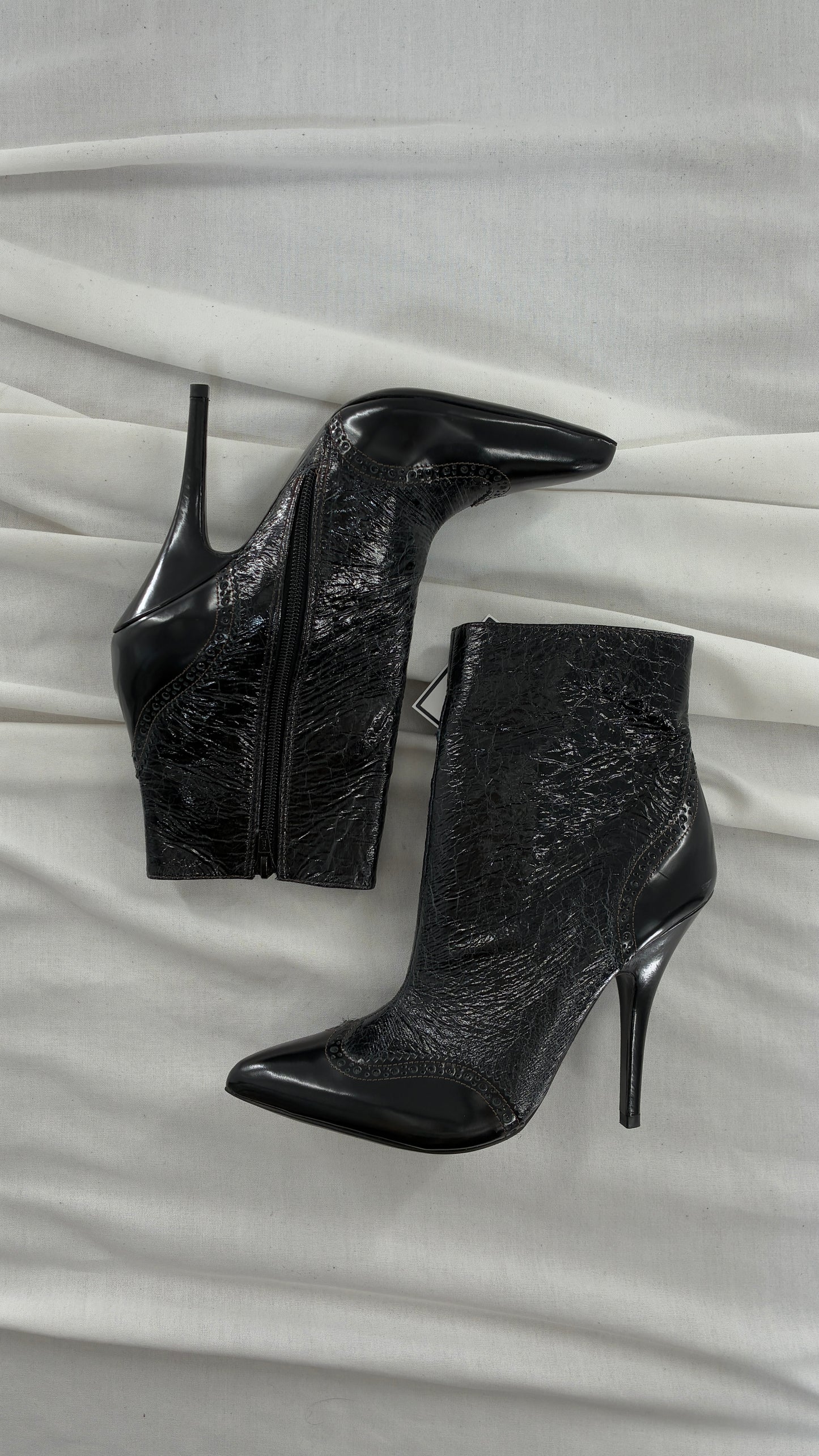 Vintage TORY BURCH Black Patent Leather Stiletto Boots  (9.5)