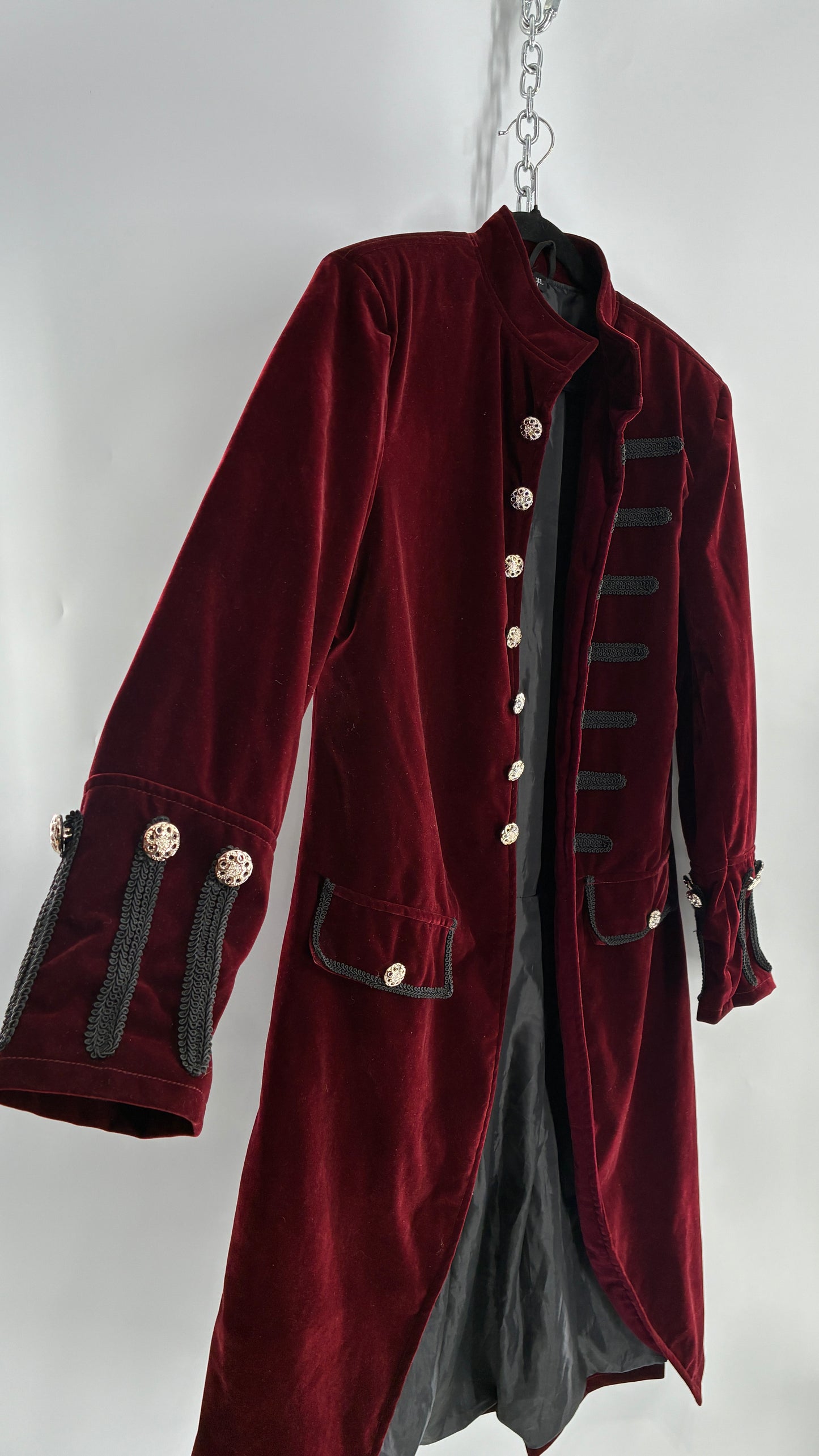 Velour Crimson Steampunk Drummer Coat (XL)