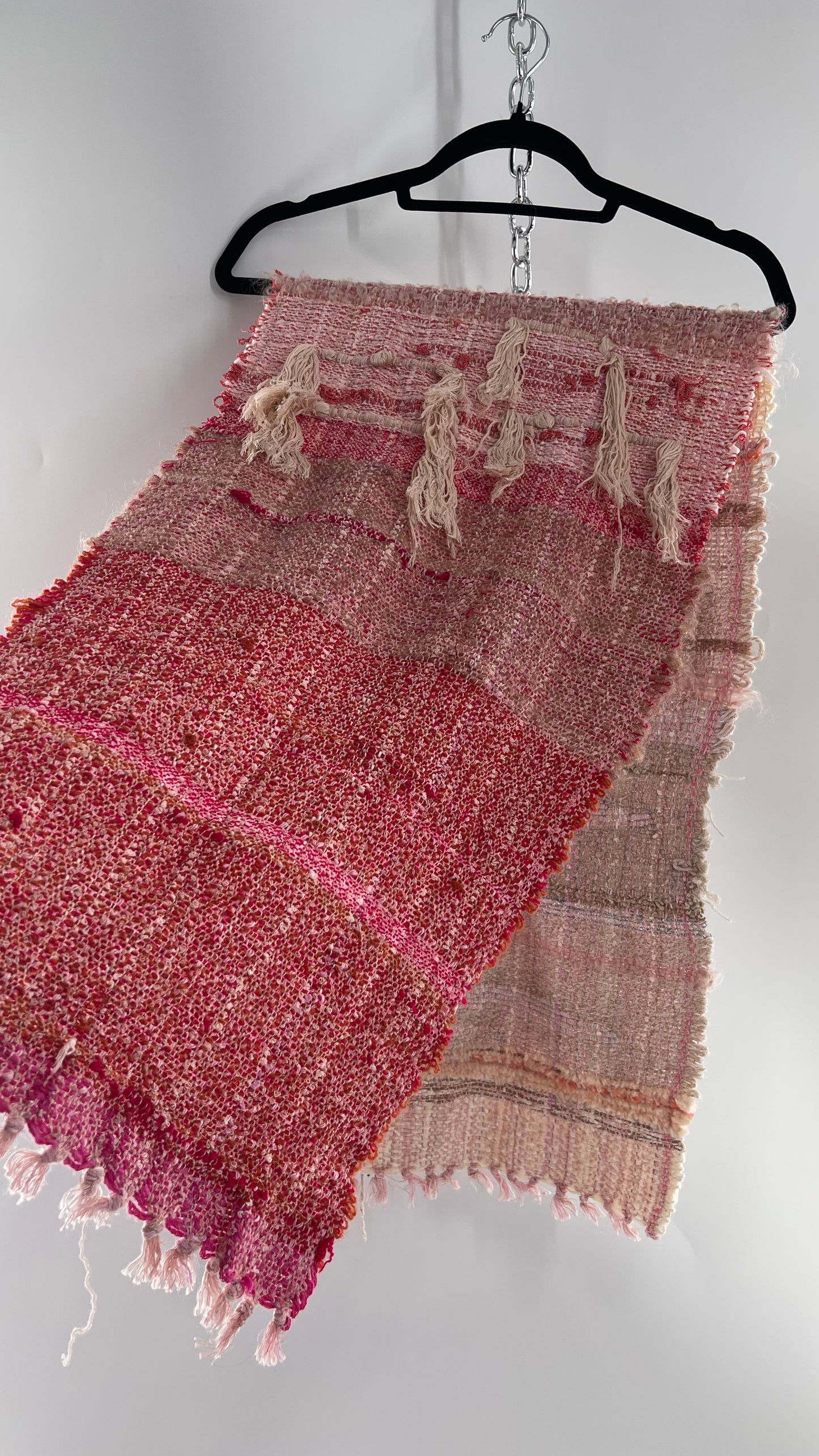 Anthropologie ALL ROADS Pink and Red Hand Knit Scarf