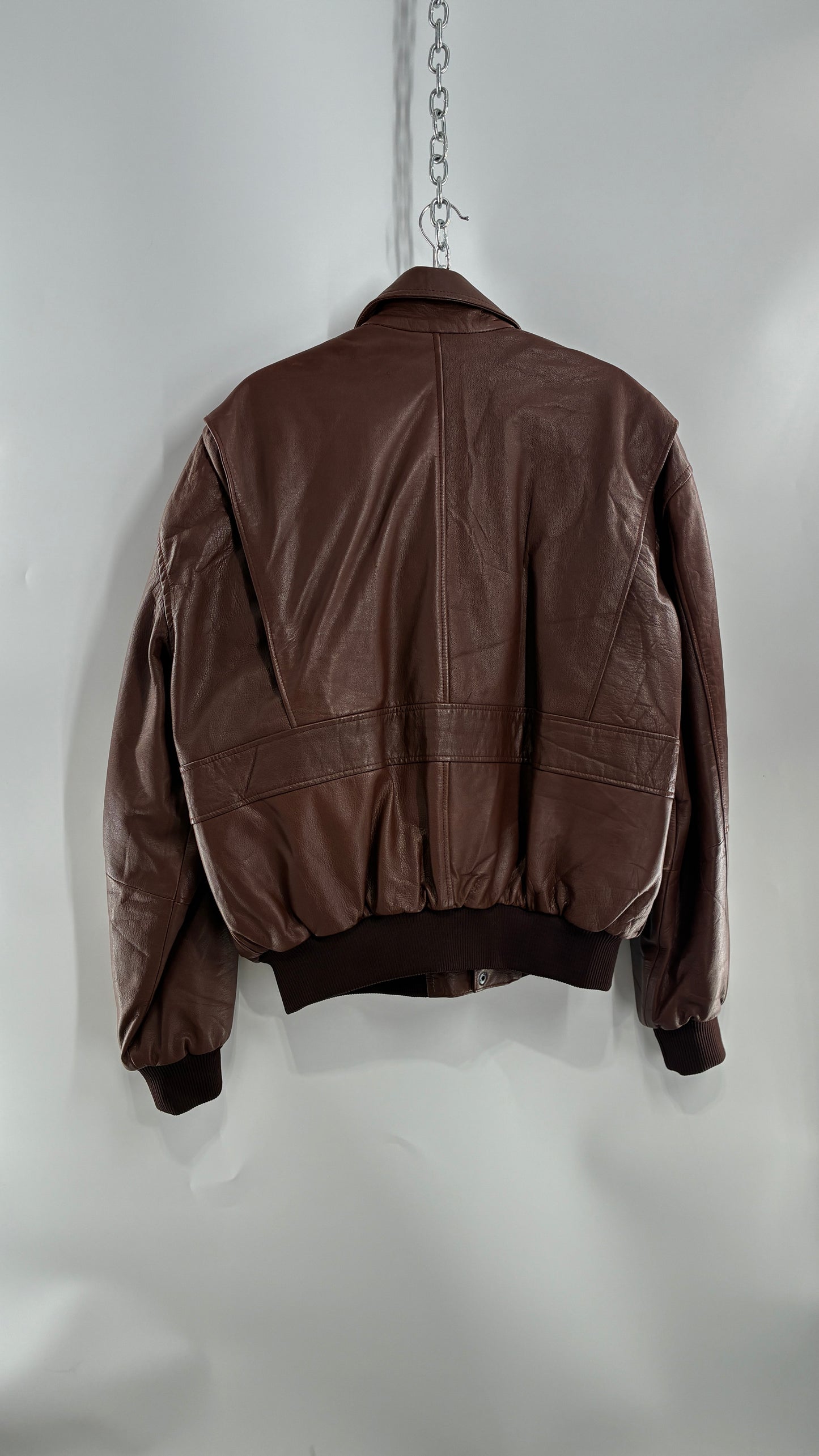 Vintage SUPER FORTRESS B2 Brown Leather Bomber Jacket (Large)