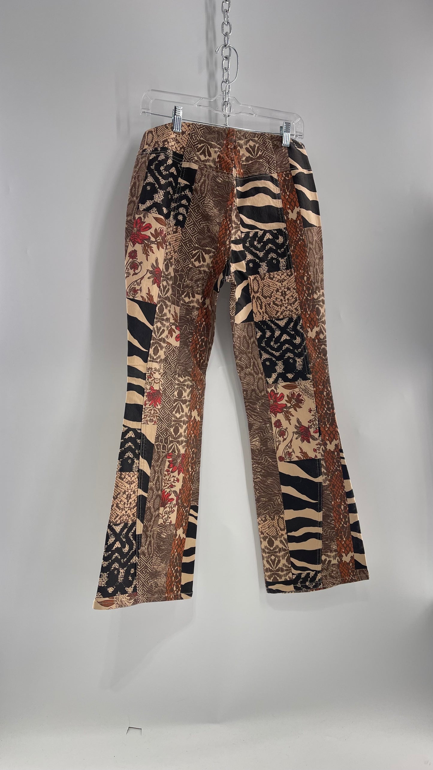 Animal Print Patchwork Graphic Low Waisted Kickflares Free People We The Free (30)