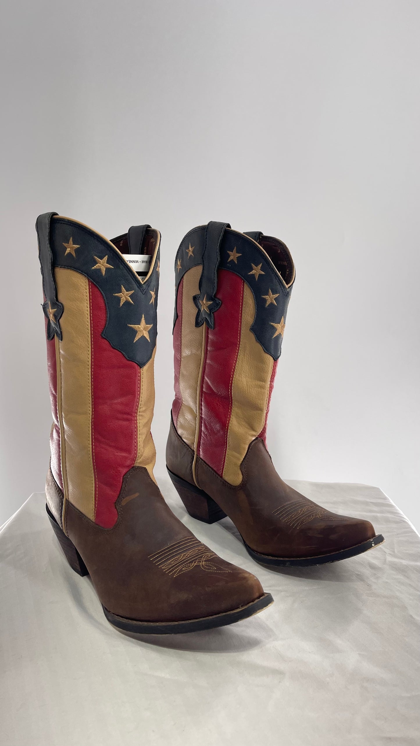 DURANGO Brown Leather Americana Flag Cowboy Boots (11)