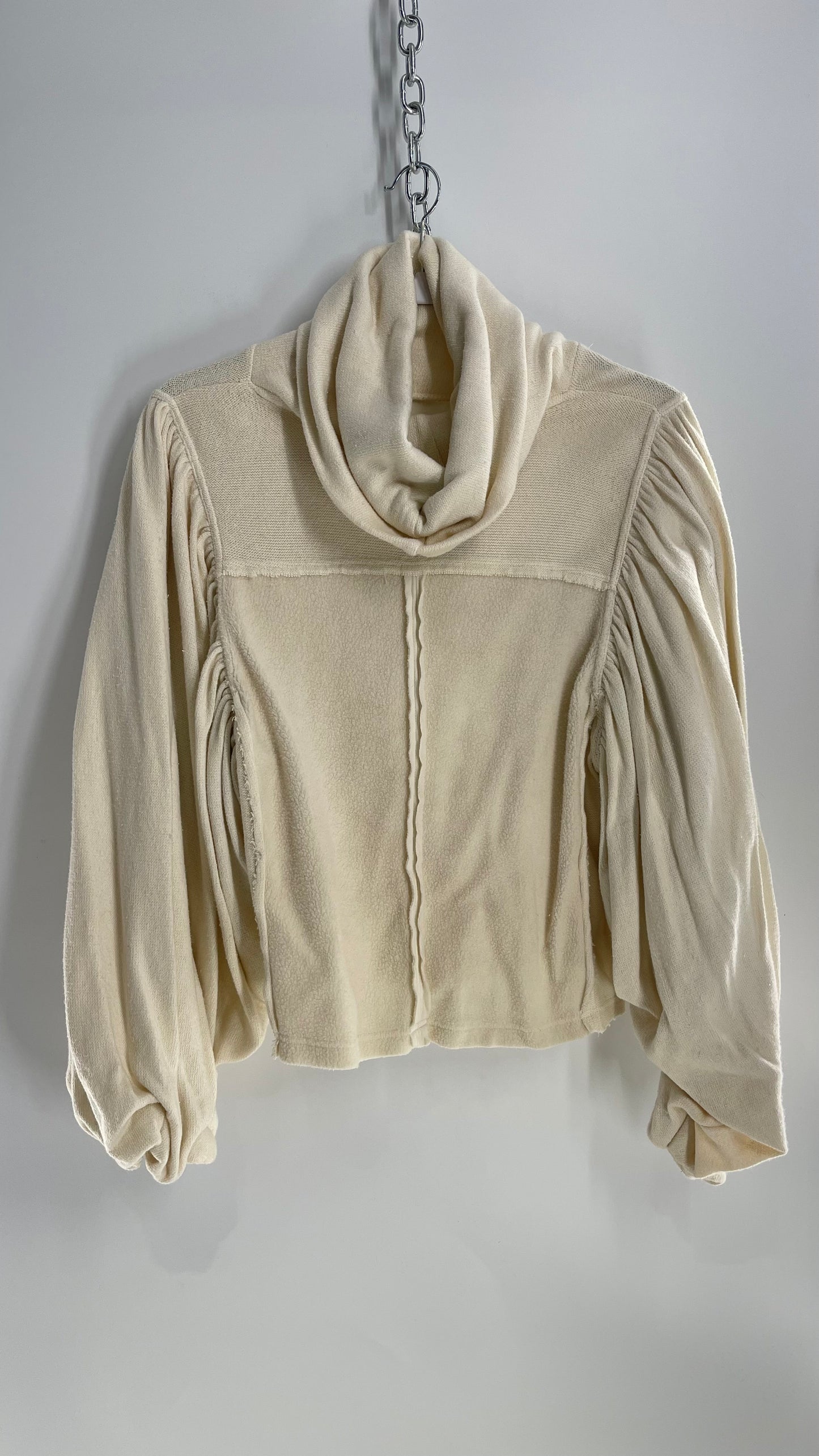 Free People Ivory Turtle Neck with Oversized Sleeves and Tags Attached (Small)