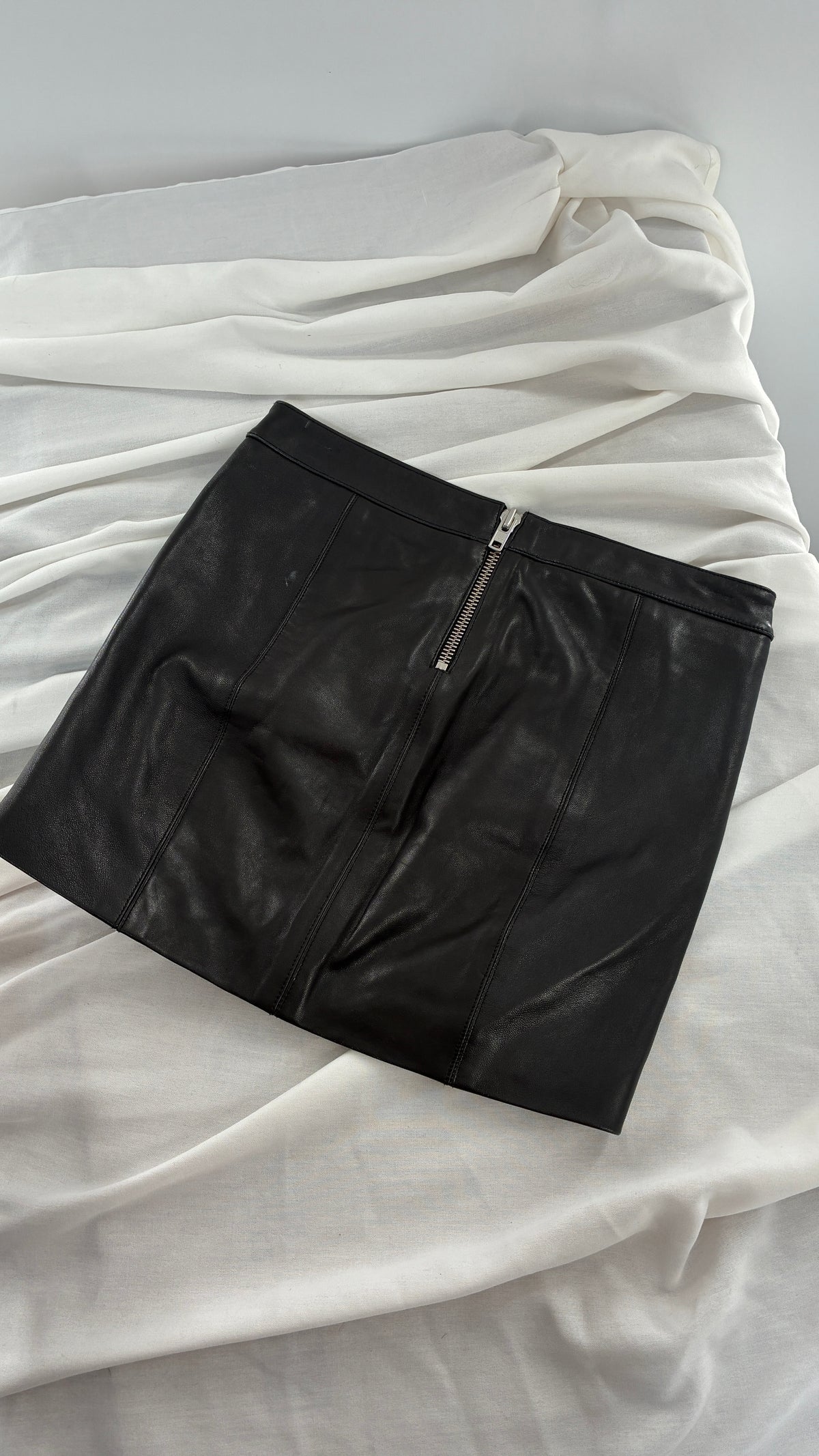 MASON 100% Lambskin Leather Skirt with Zipper Details (0)