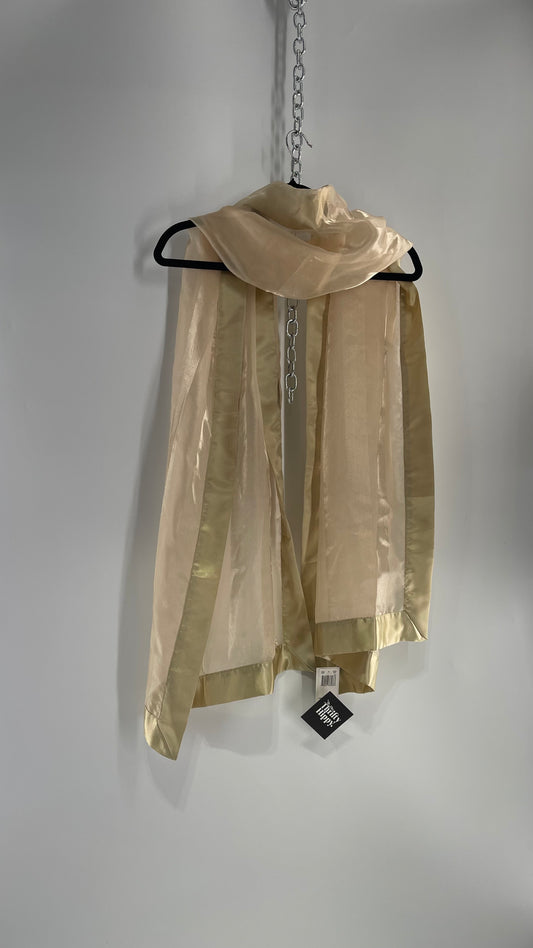 Deadstock Vintage Gold Voile Scarf with Tags Attached