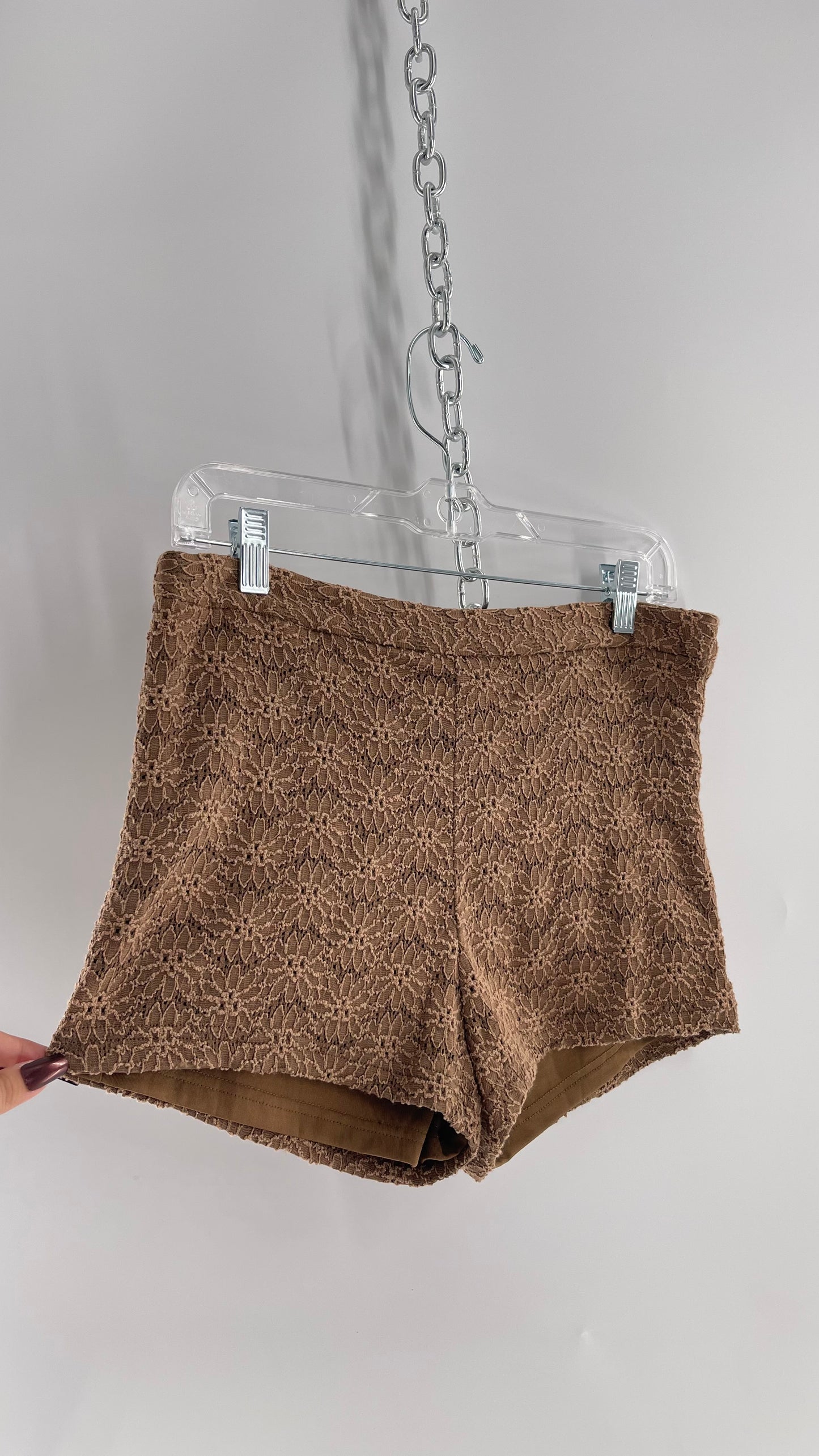 Free People Brown Floral Lace Shorts (6)