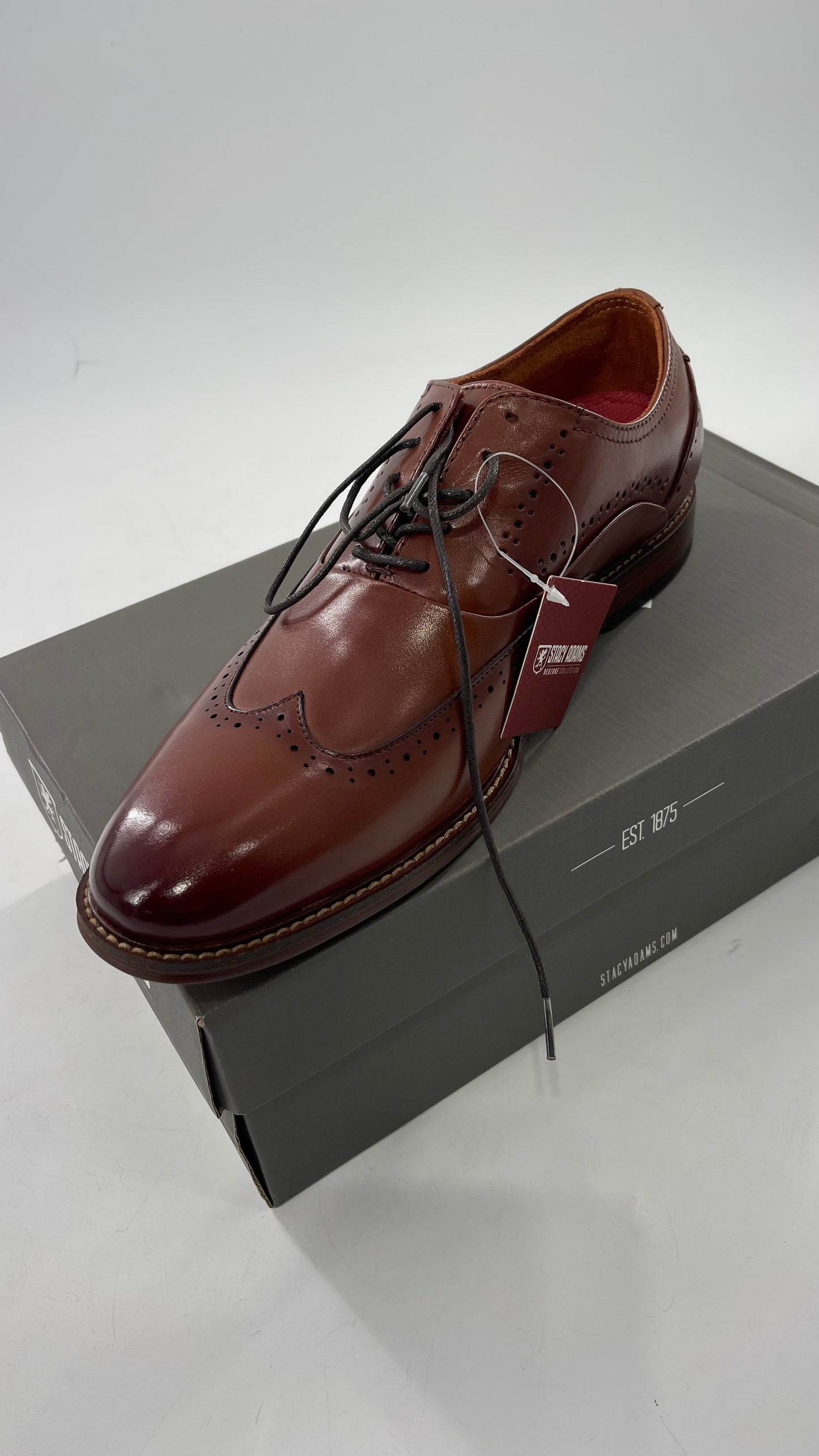 Stacy Adam’s Cognac Leather Brown MacArthur Oxford Dress Shoes (9)