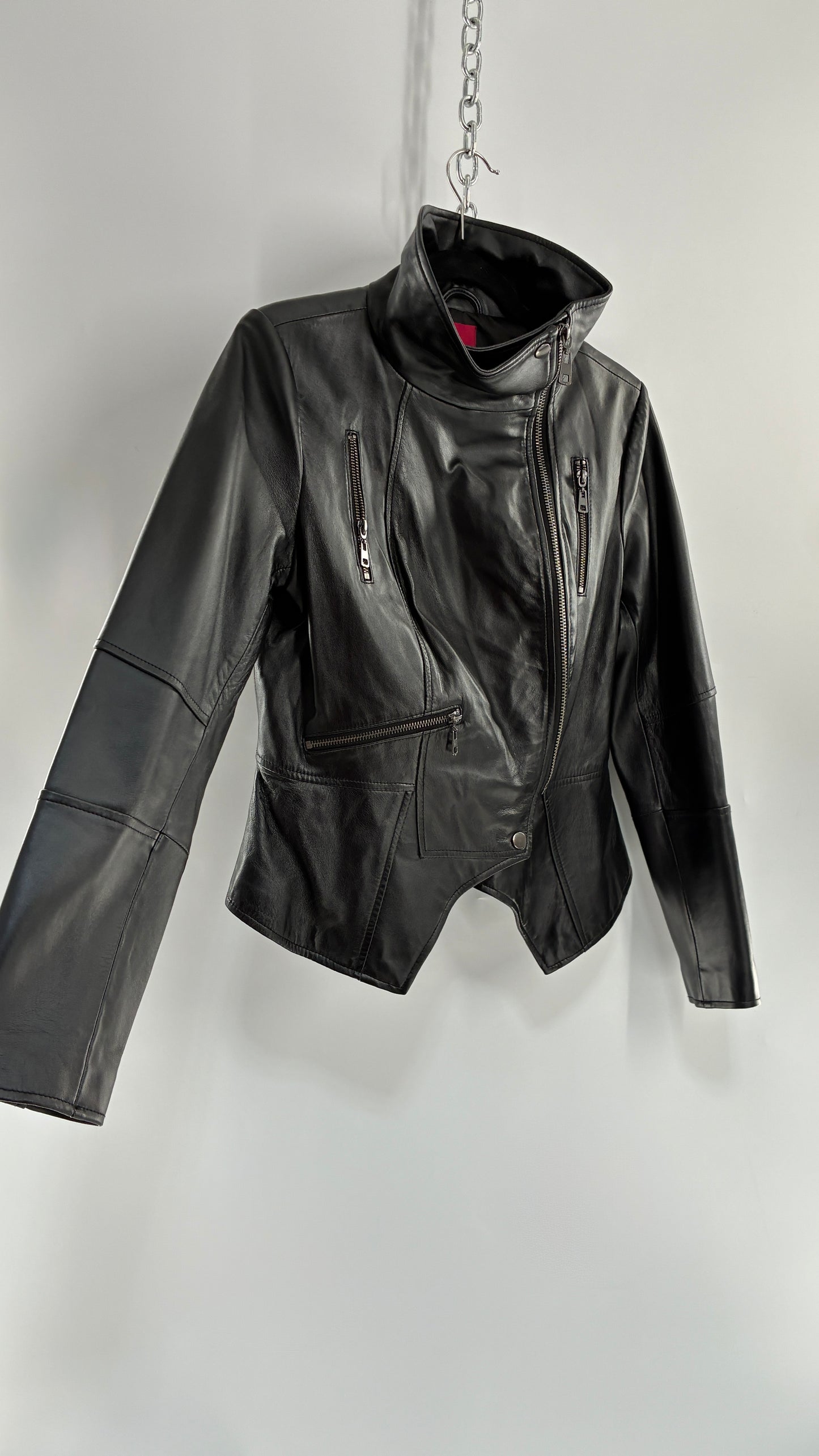 Deadstock Vintage GET IT LOVE IT Black Genuine Leather Motorcycle Style Jacket (10)
