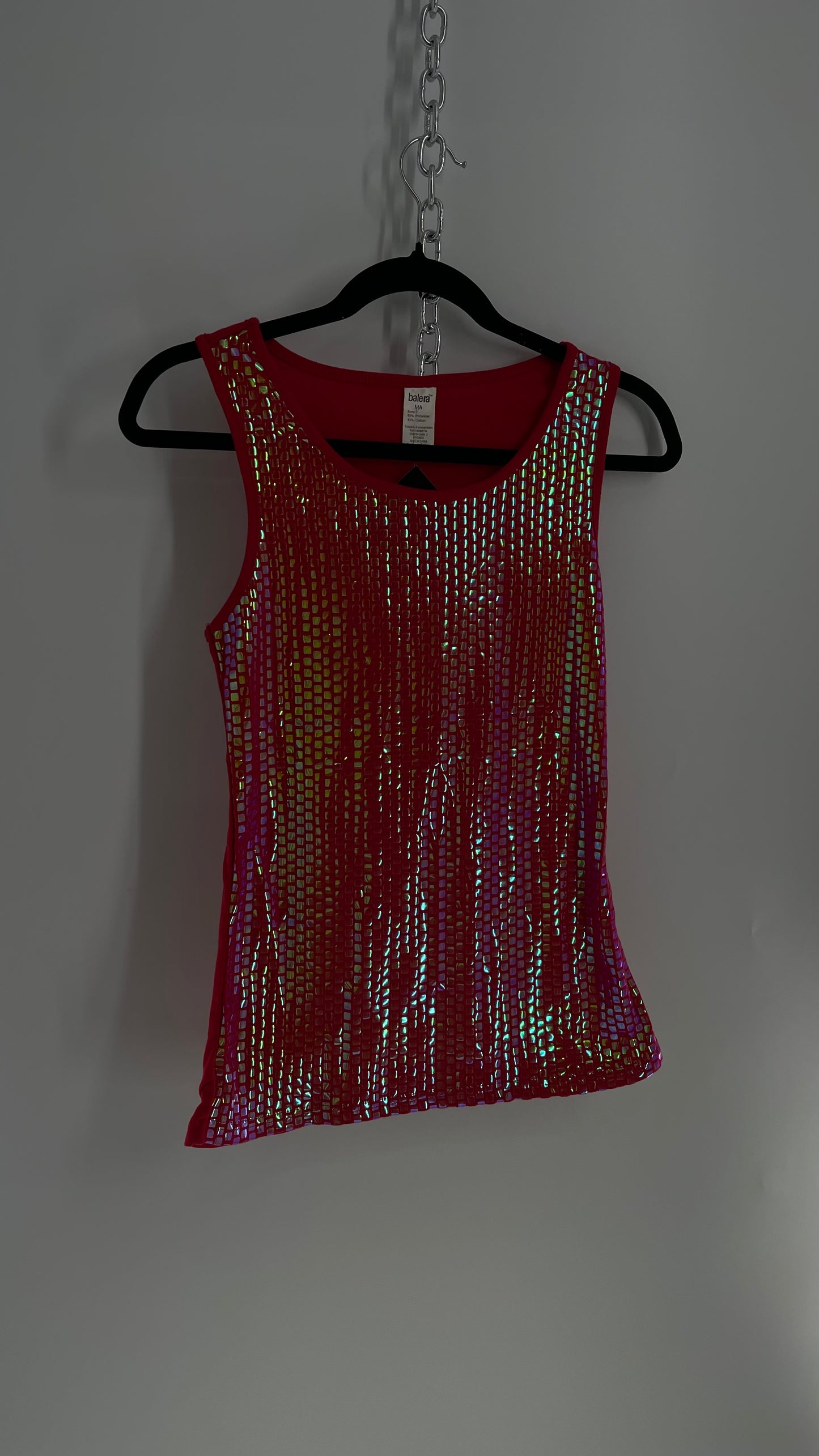 Vintage 1990s Red Iridescent Sequin Tank (S/M)