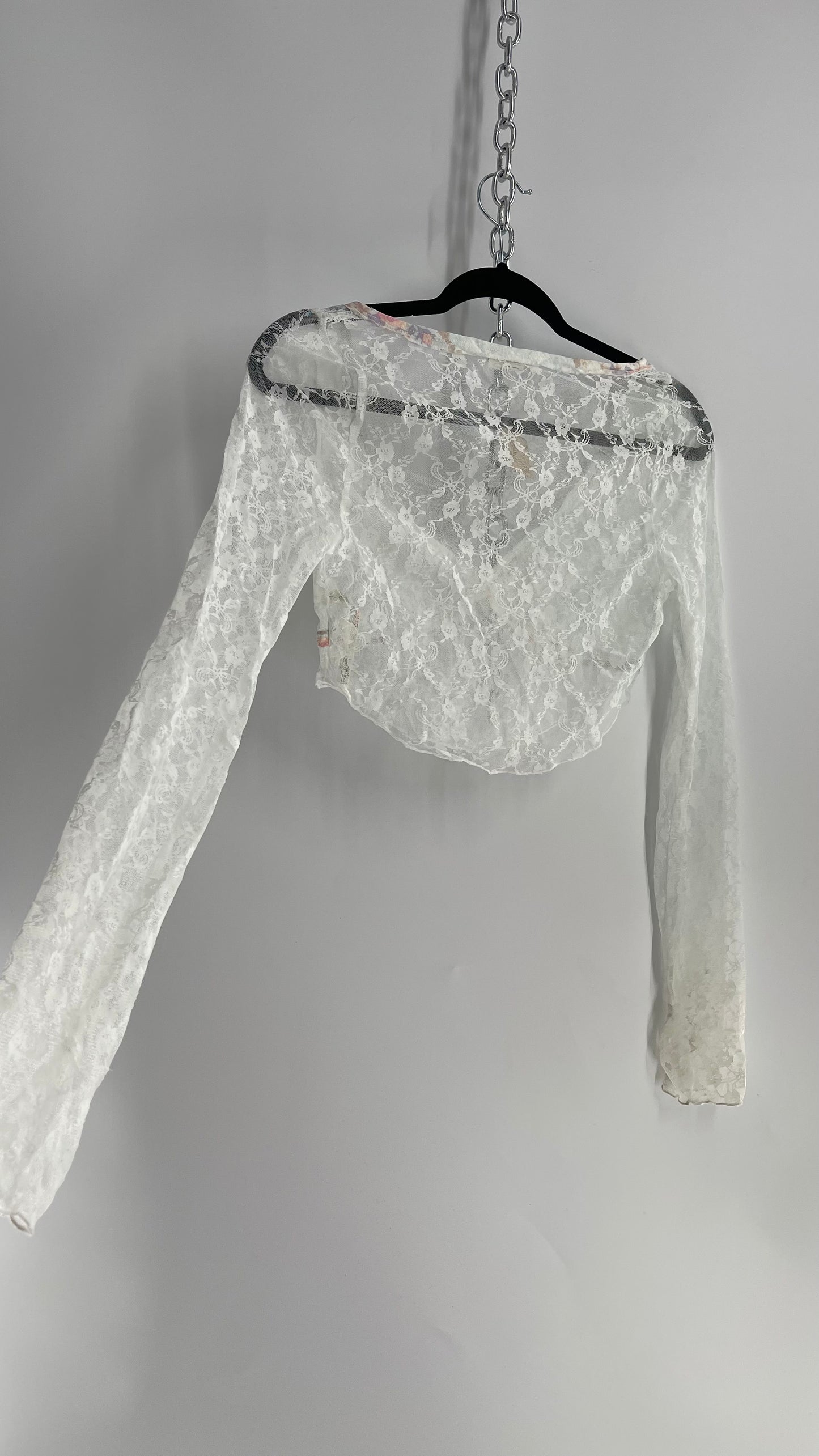 Intimately Free People Baby Blue Lace Ballerina Thumb Hole Long Sleeve (Small)