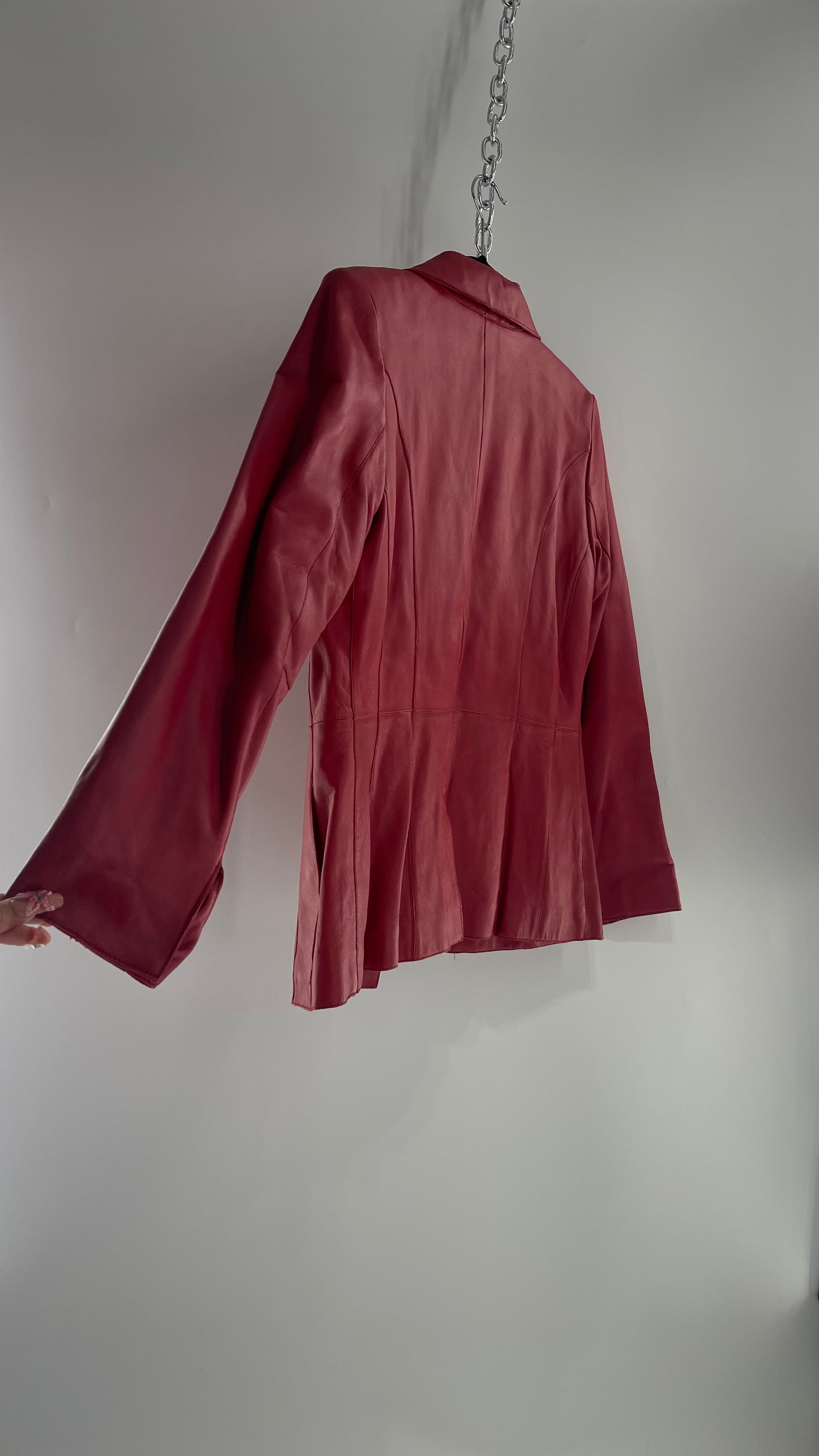 Vintage 1990s Pamela McCoy Red Leather Blazer Jacket (XS)