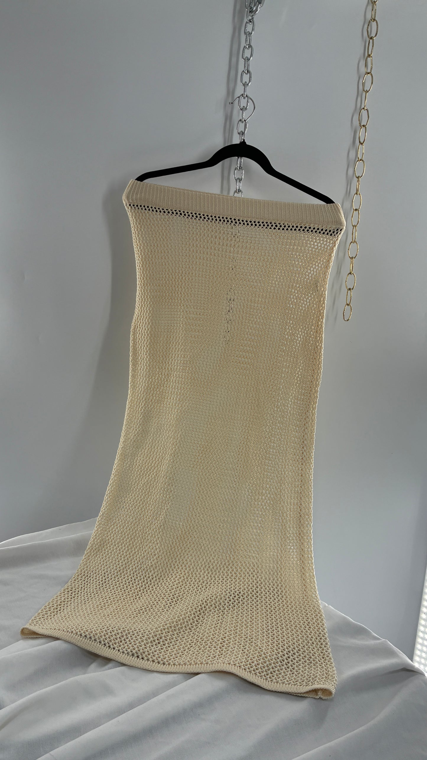 Cream Open Knit Skirt (S/M)