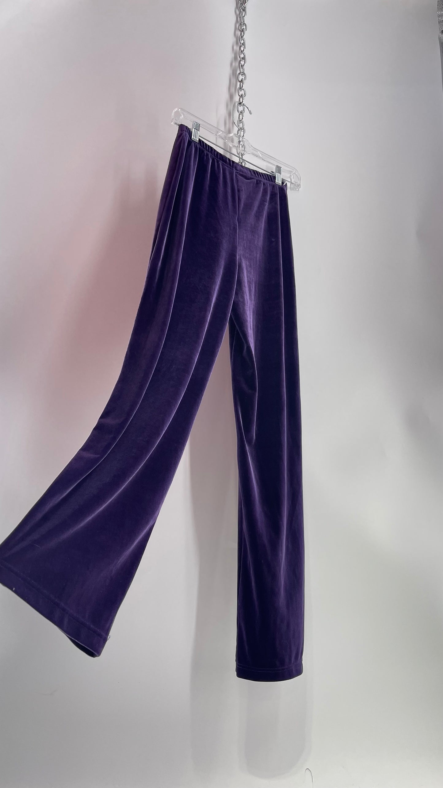 Vintage Purple Velour Velveteen Yoga Pant (Small)